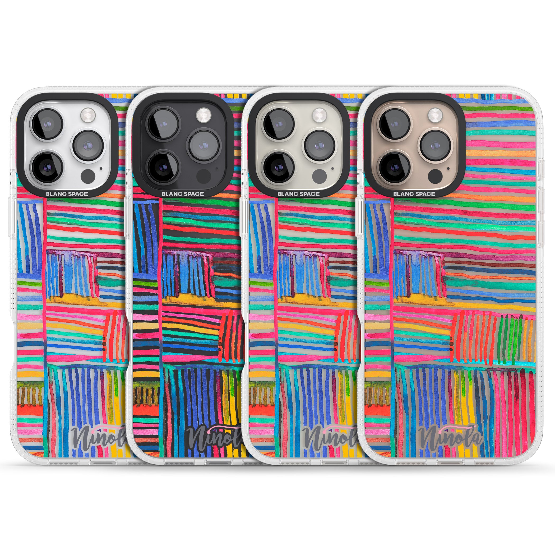 Watercolor Relaxing Lines iPhone 16 Pro Max / 16 Pro Clear Case Impact Air - Blanc Space