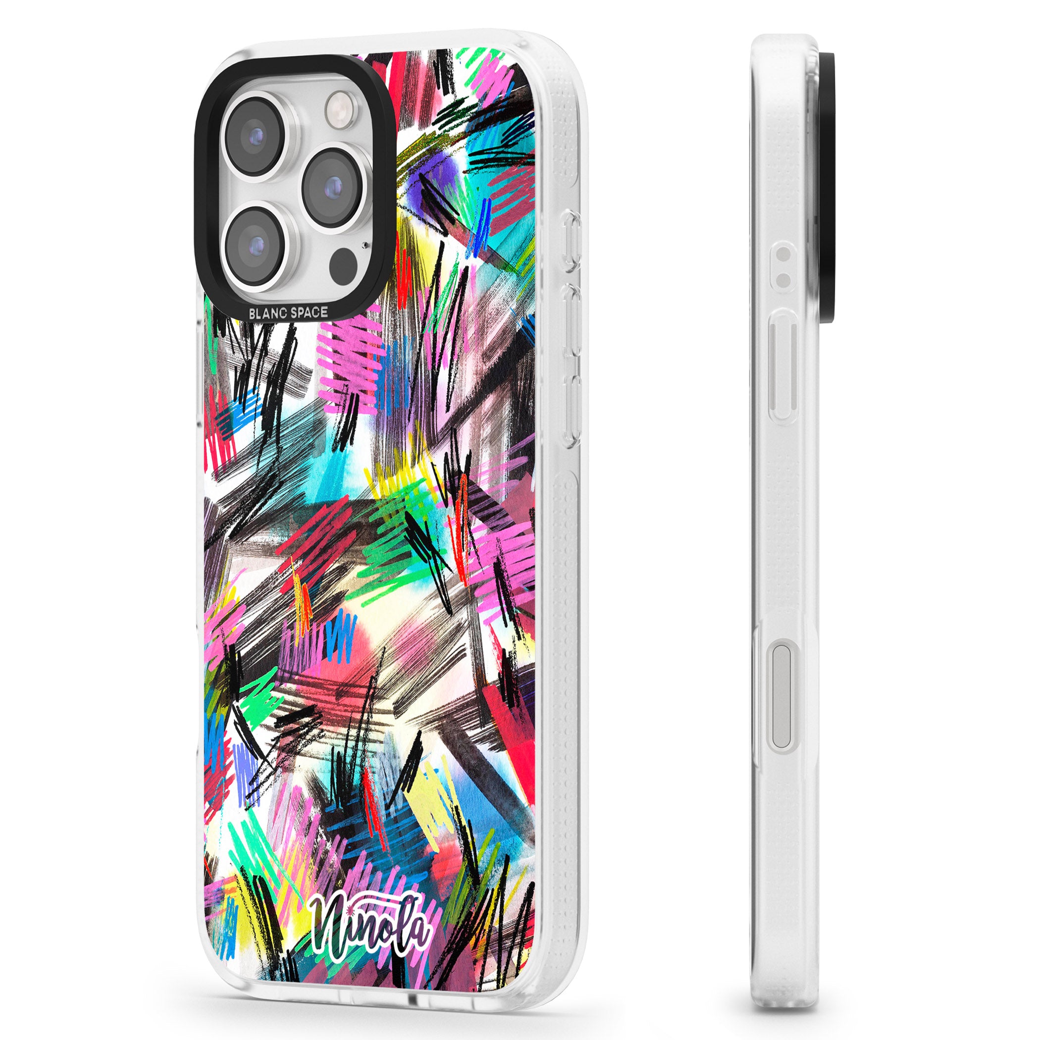 Wild Strokes iPhone 16 Pro Max / 16 Pro Clear Case Impact Air - Blanc Space