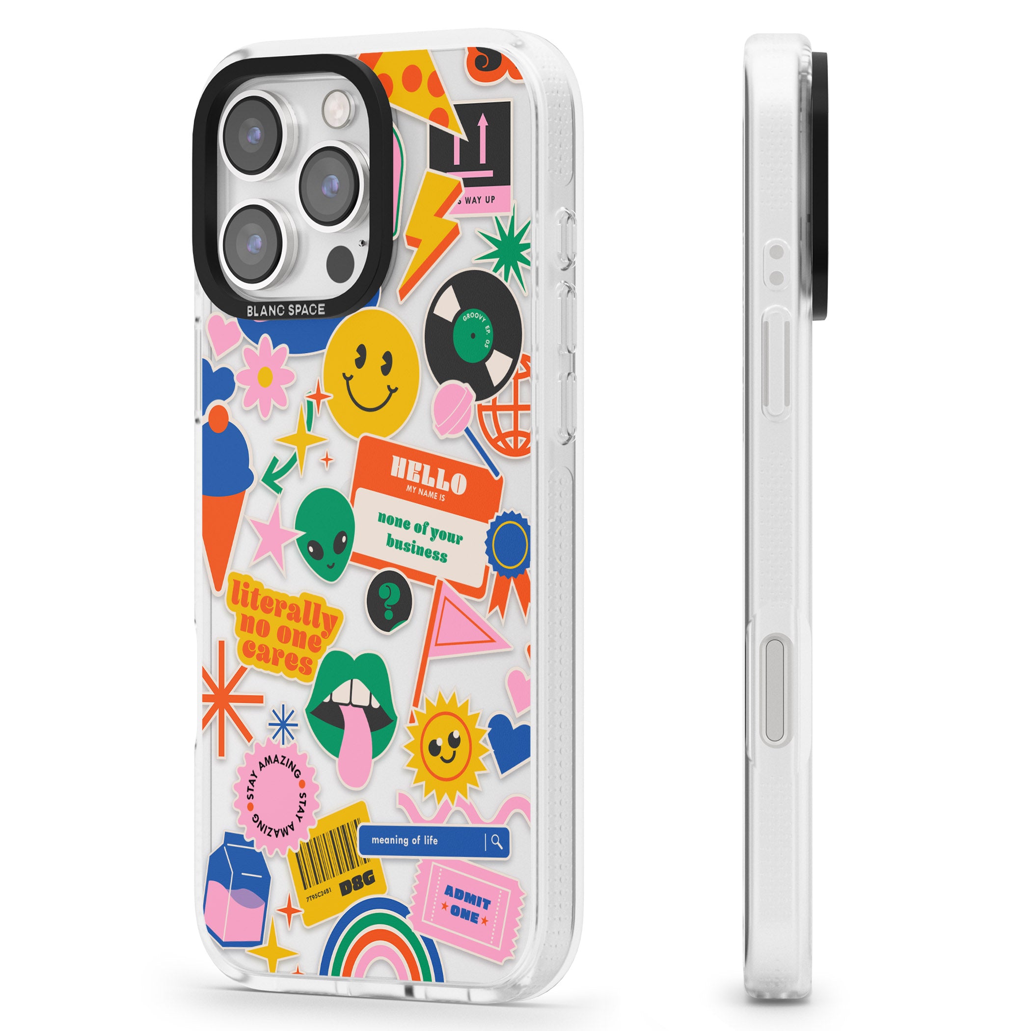 Nostalgic Stickers #1 iPhone 16 Pro Max / 16 Pro Clear Case Impact Air - Blanc Space