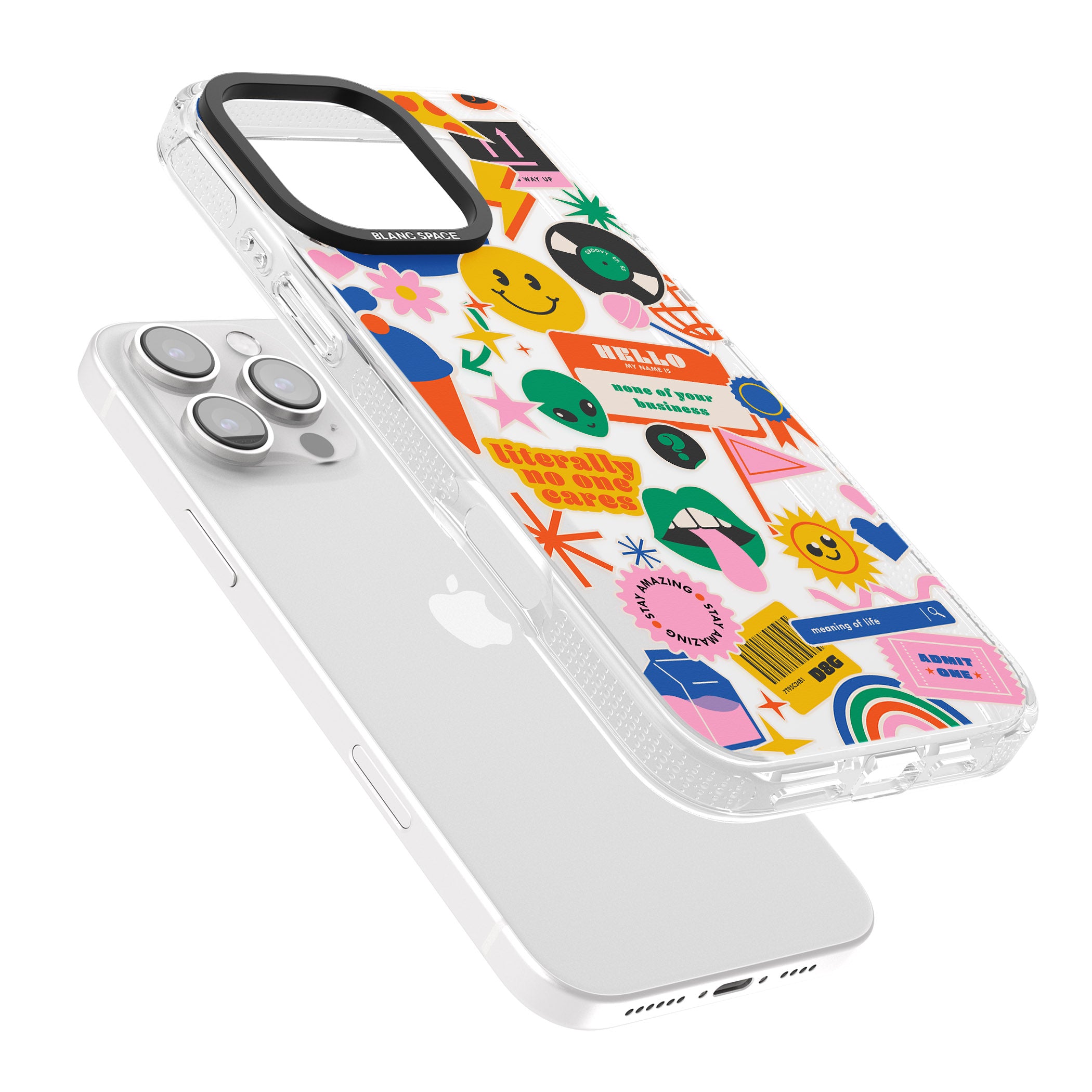 Nostalgic Stickers #1 iPhone 16 Pro Max / 16 Pro Clear Case Impact Air - Blanc Space