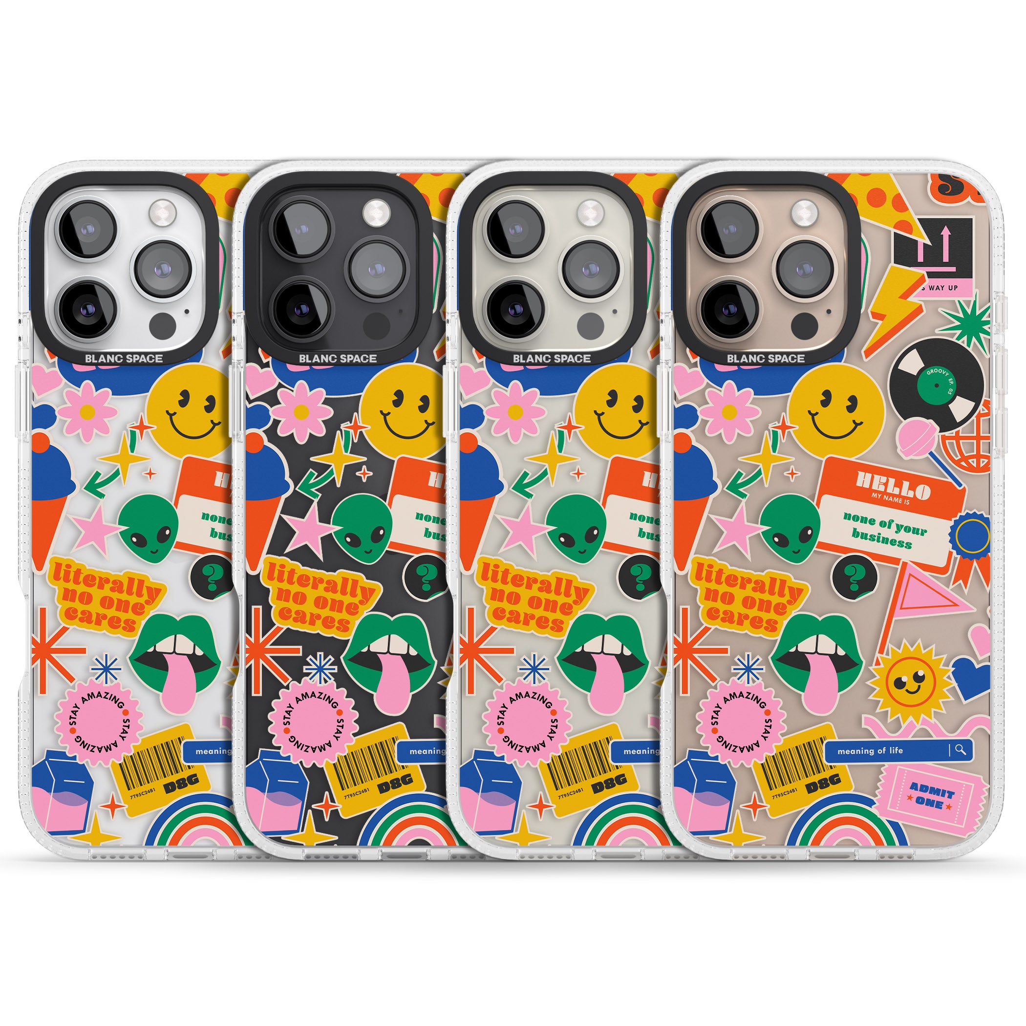 Nostalgic Stickers #1 iPhone 16 Pro Max / 16 Pro Clear Case Impact Air - Blanc Space