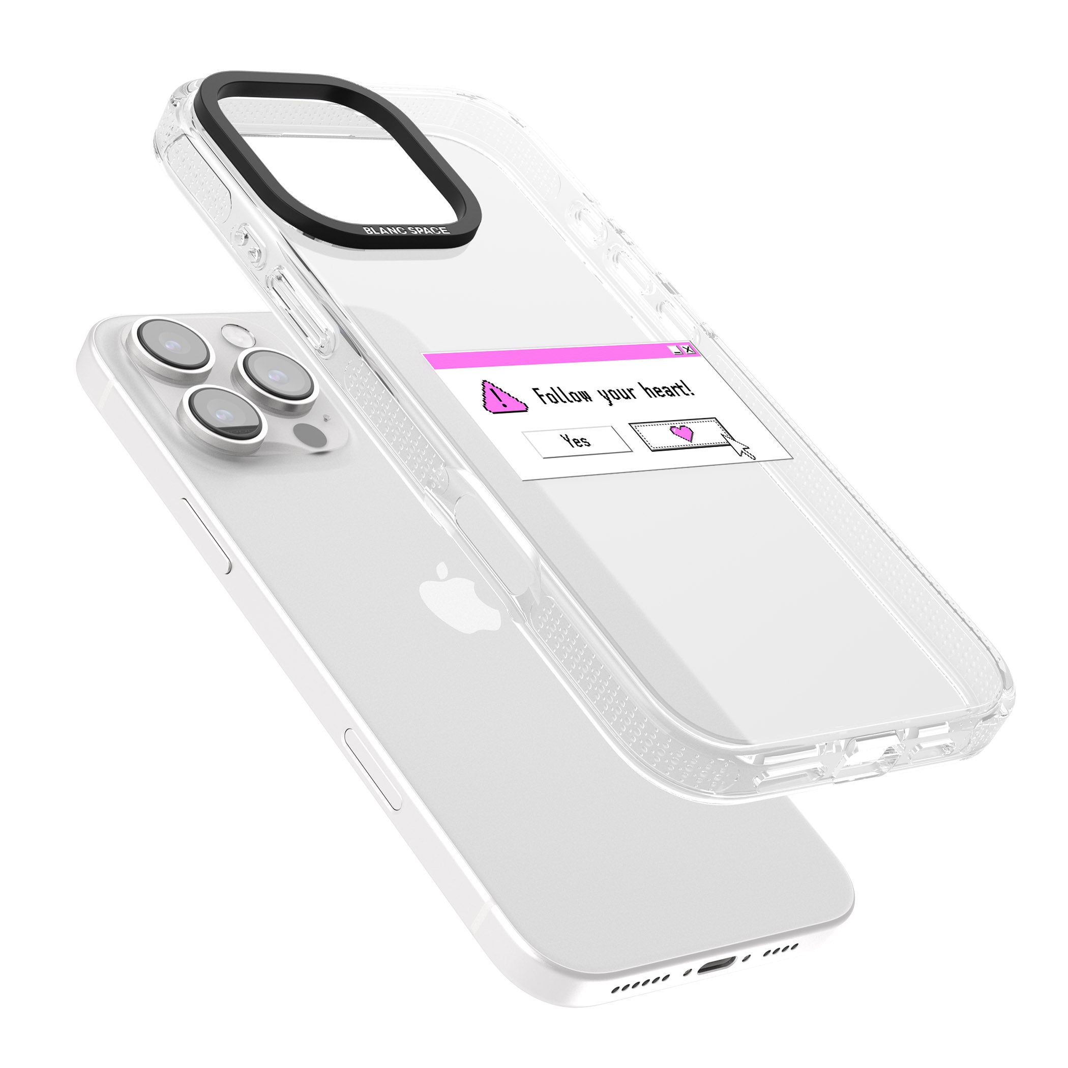 Follow your heart.exe iPhone 16 Pro Max / 16 Pro Clear Case Impact Air - Blanc Space