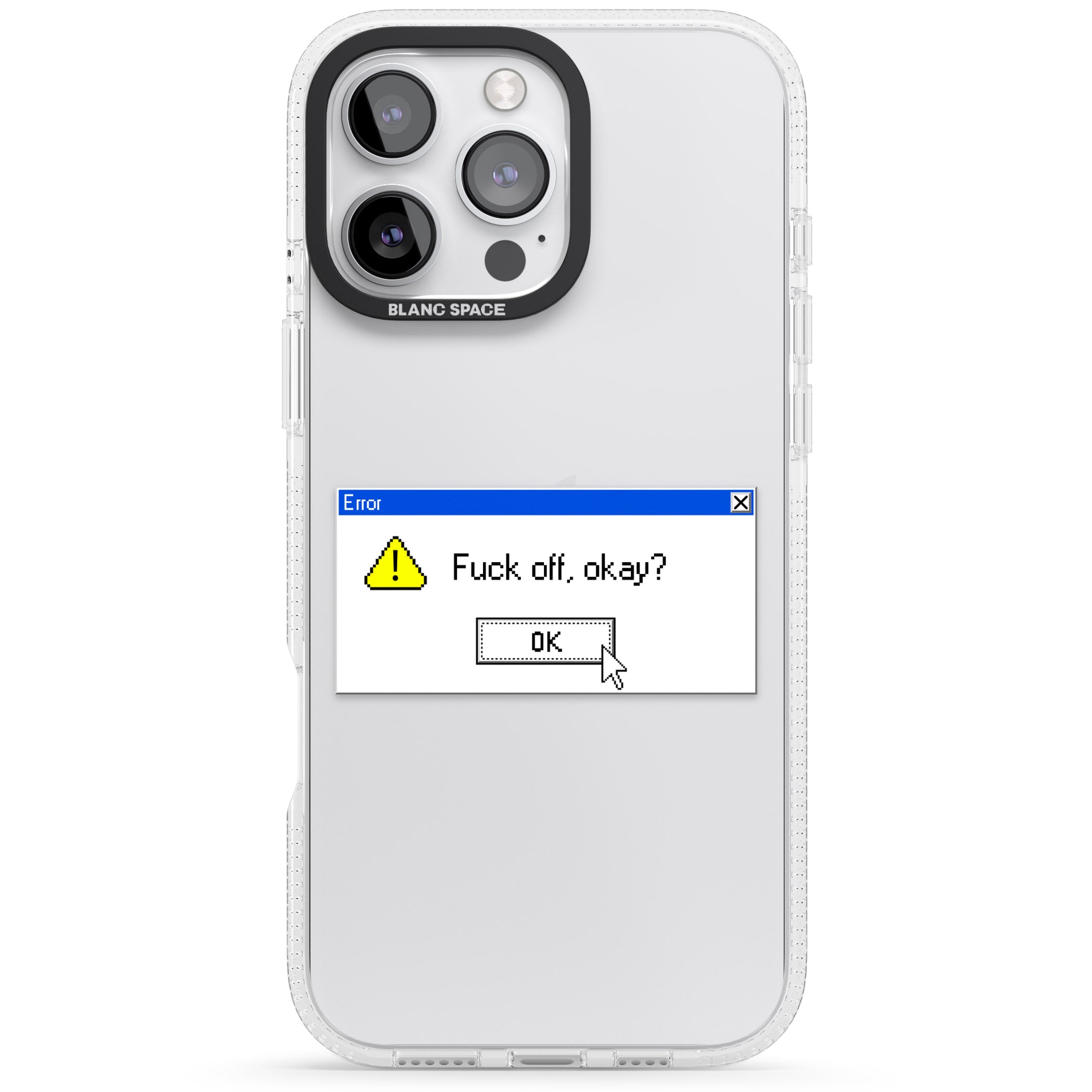 F*ck off okay?.exe iPhone 16 Pro Max / 16 Pro Clear Case Impact Air - Blanc Space