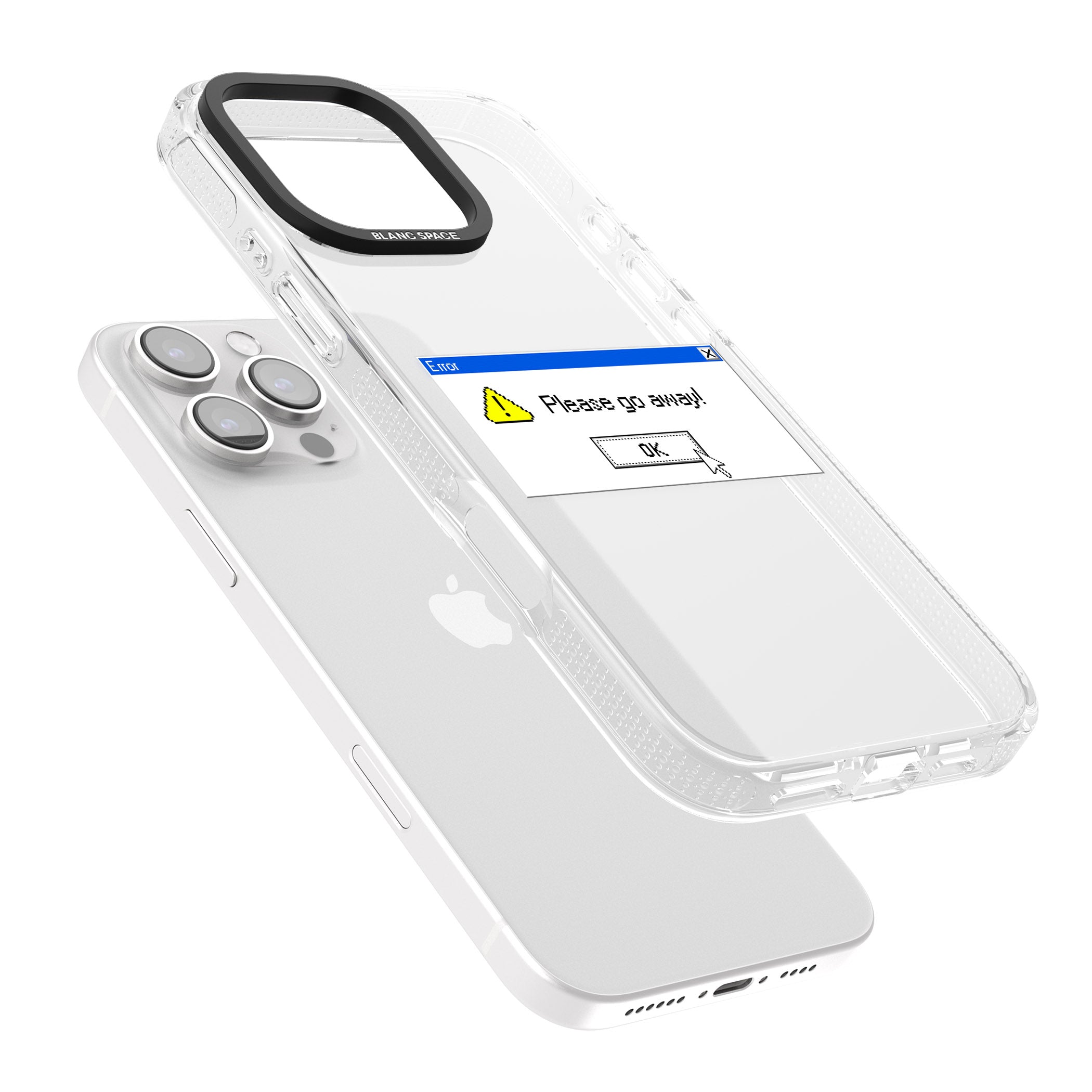 Please go away.exe iPhone 16 Pro Max / 16 Pro Clear Case Impact Air - Blanc Space