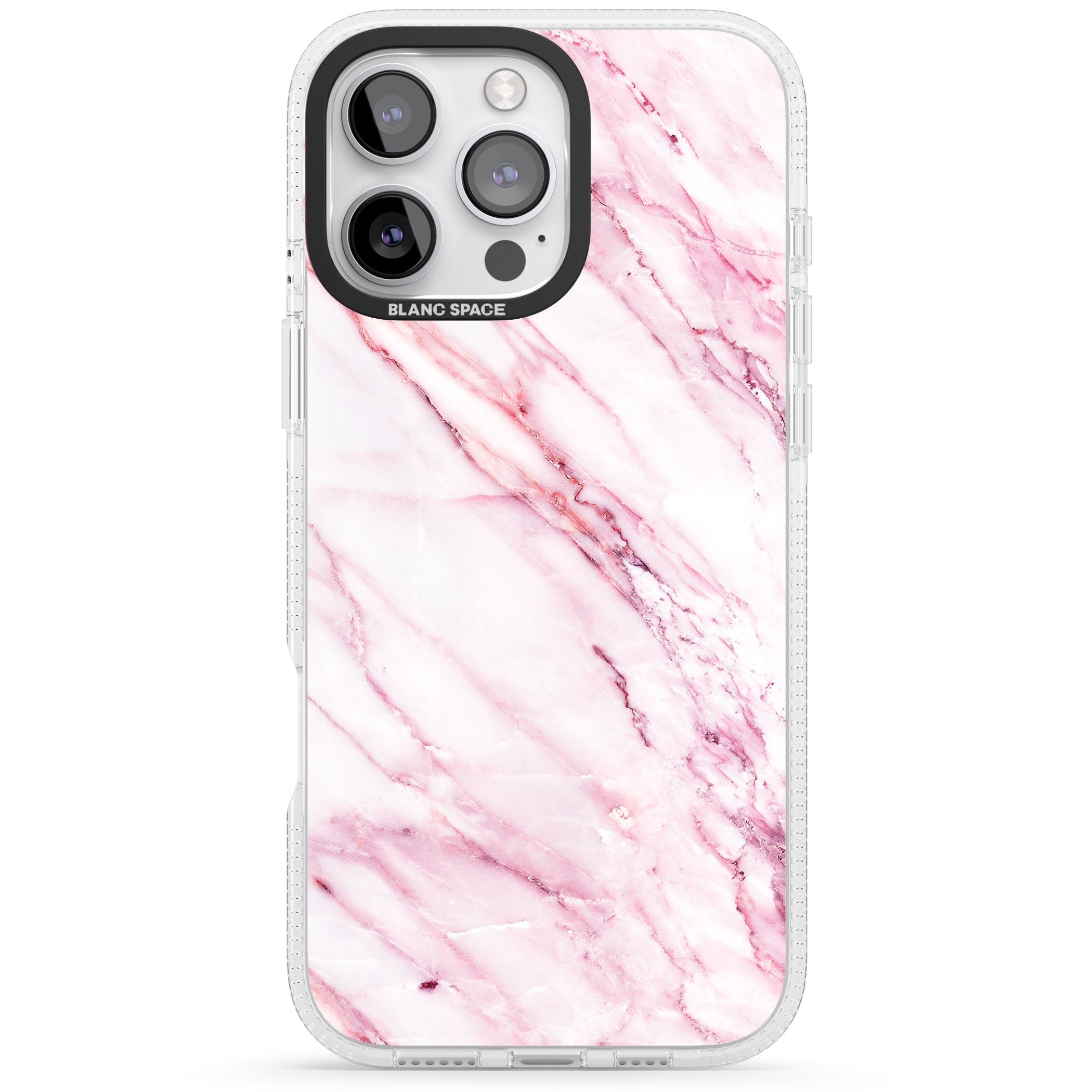 White & Pink Onyx Marble Texture iPhone 16 Pro Max / 16 Pro Clear Case Impact Air - Blanc Space