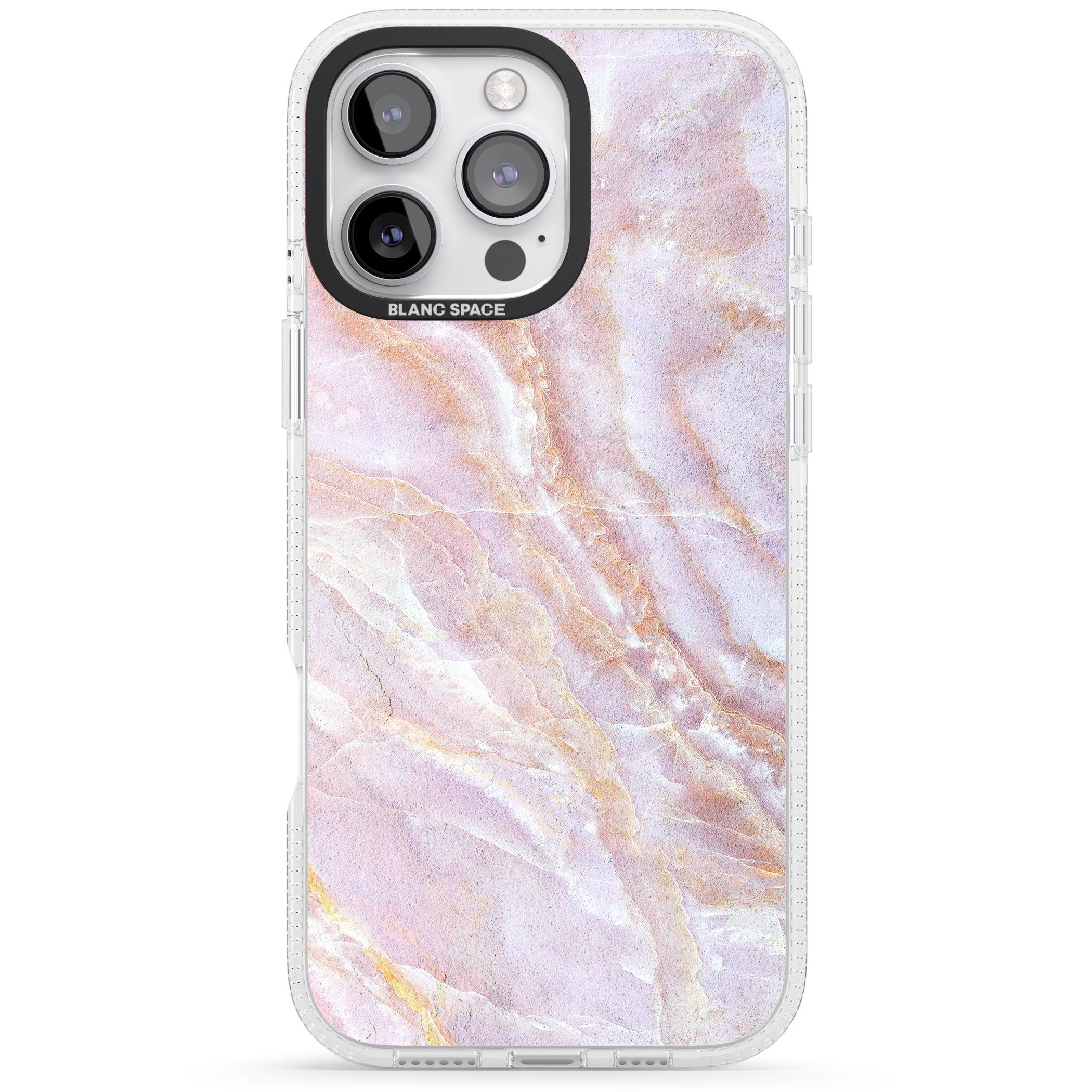 Soft Pink & Yellow Onyx Marble iPhone 16 Pro Max / 16 Pro Clear Case Impact Air - Blanc Space