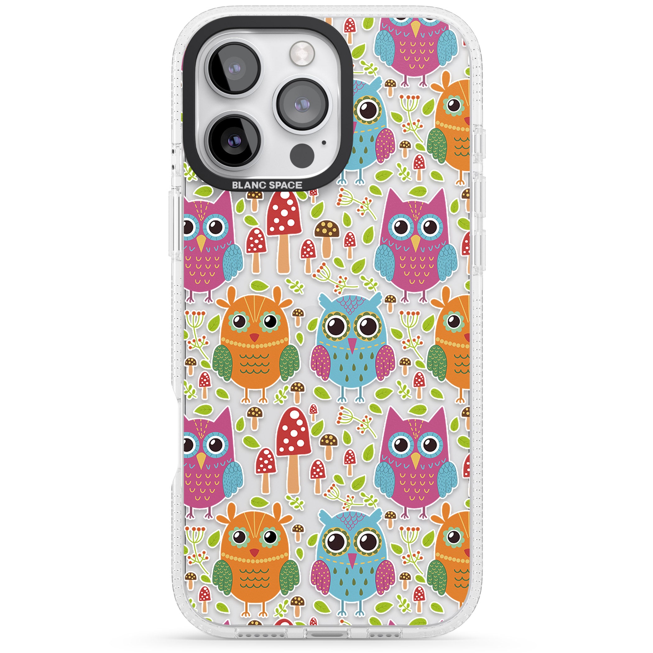 Forrest Owl Clear Pattern iPhone 16 Pro Max / 16 Pro Clear Case Impact Air - Blanc Space