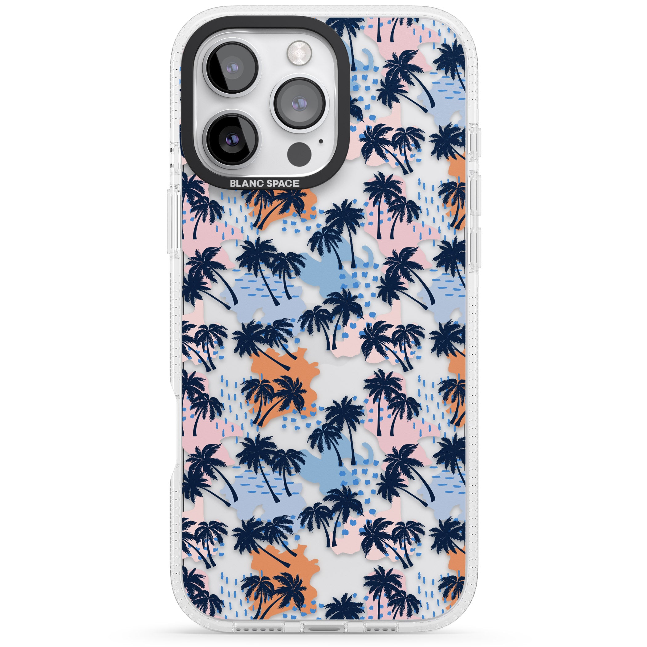 Summer Palm Trees (Clear) iPhone 16 Pro Max / 16 Pro Clear Case Impact Air - Blanc Space