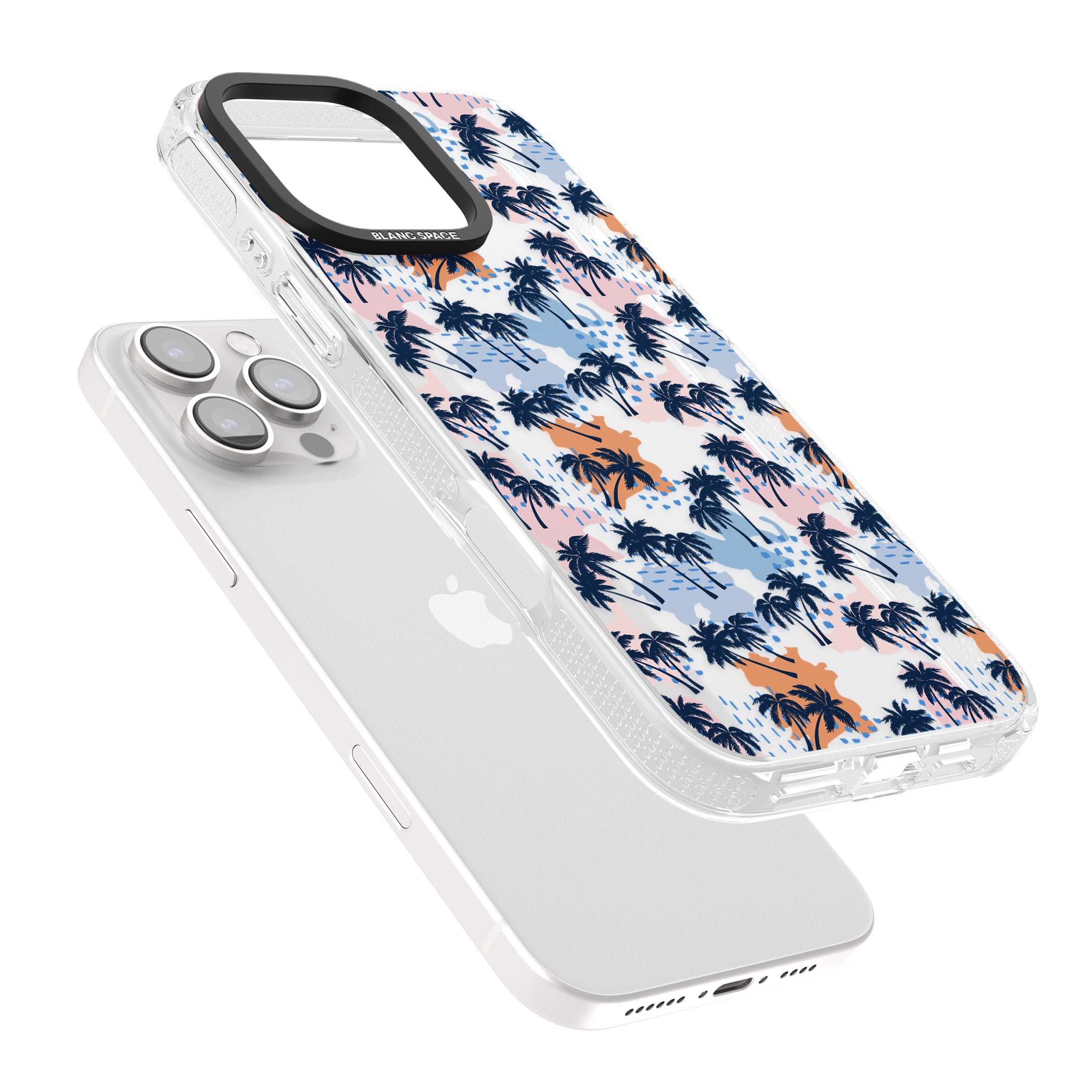Summer Palm Trees (Clear) iPhone 16 Pro Max / 16 Pro Clear Case Impact Air - Blanc Space