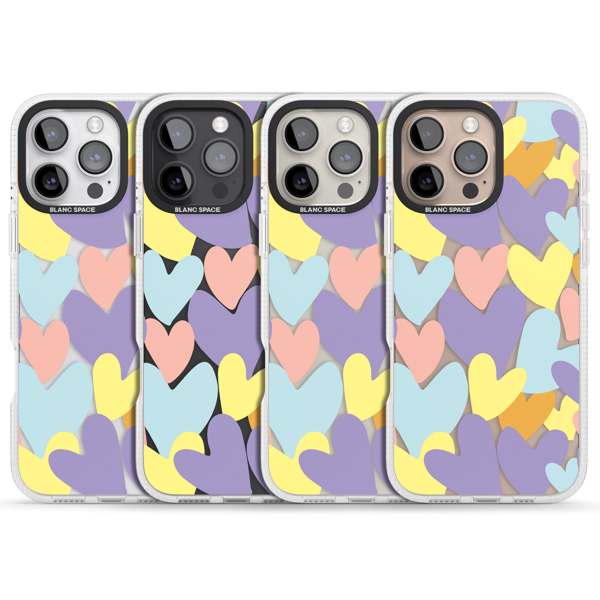 Pastel Hearts iPhone 16 Pro Max / 16 Pro Clear Case Impact Air - Blanc Space