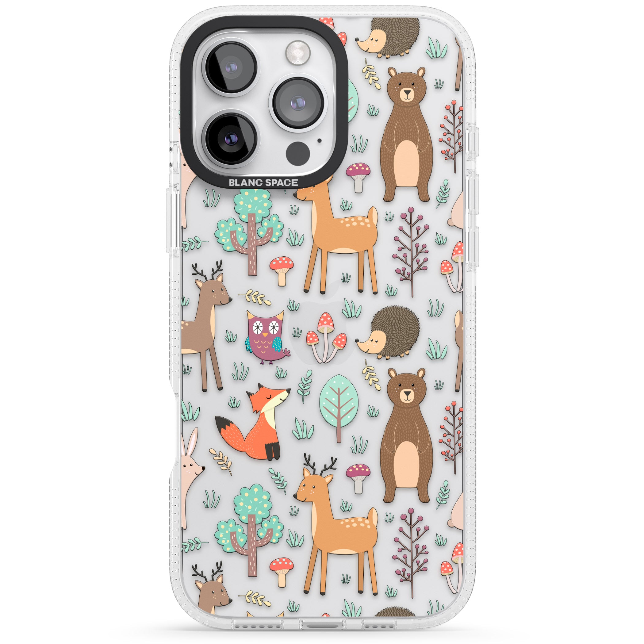 Wildlife Pattern iPhone 16 Pro Max / 16 Pro Clear Case Impact Air - Blanc Space