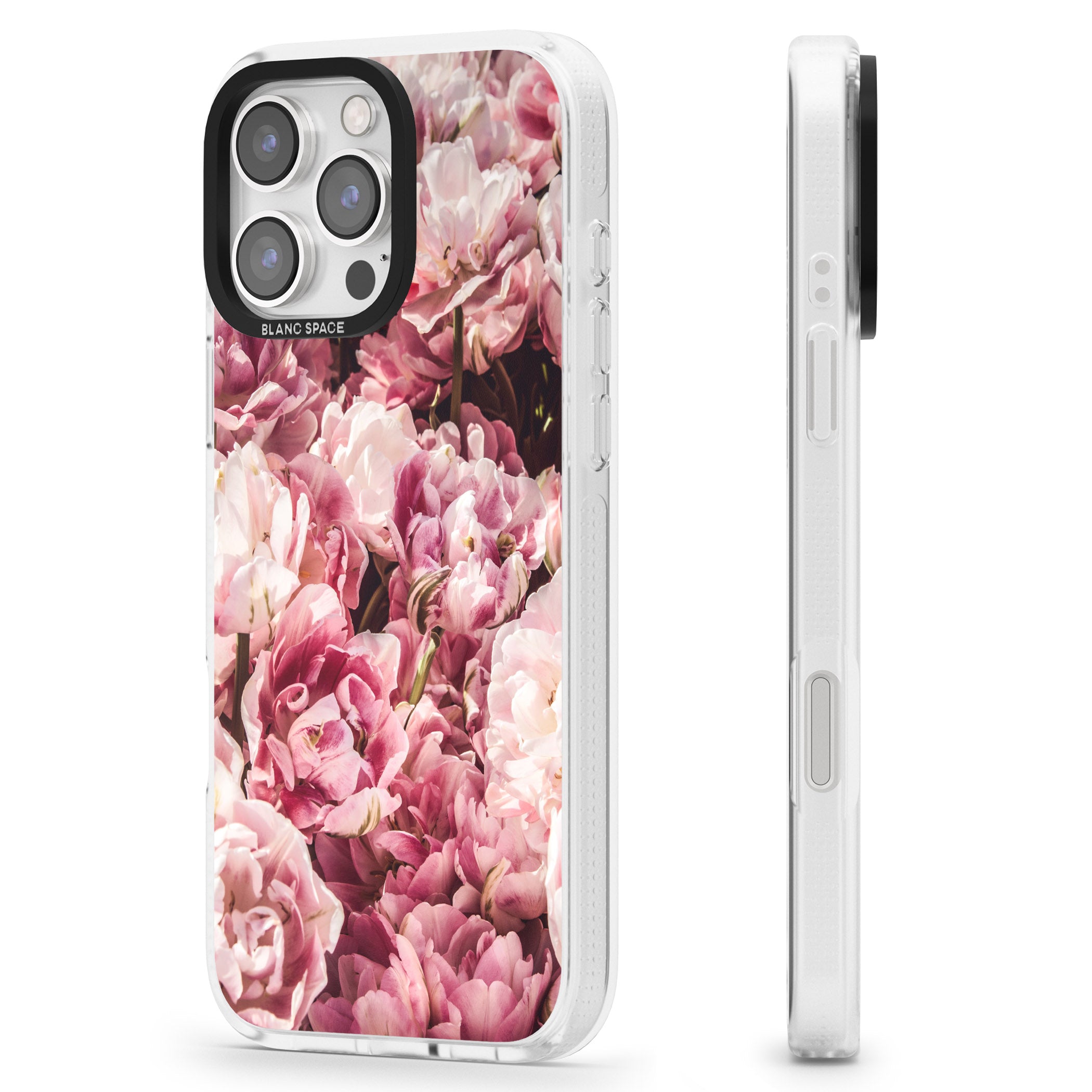 Pink Peonies iPhone 16 Pro Max / 16 Pro Clear Case Impact Air - Blanc Space
