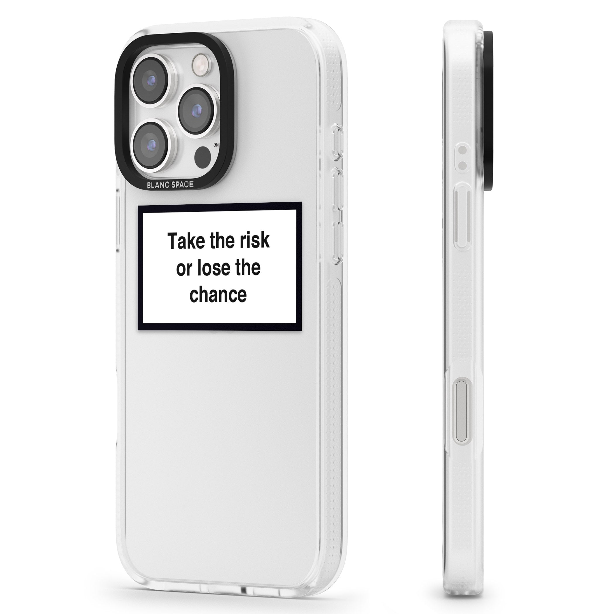 Take the risk or lose the chance iPhone 16 Pro Max / 16 Pro Clear Case Impact Air - Blanc Space