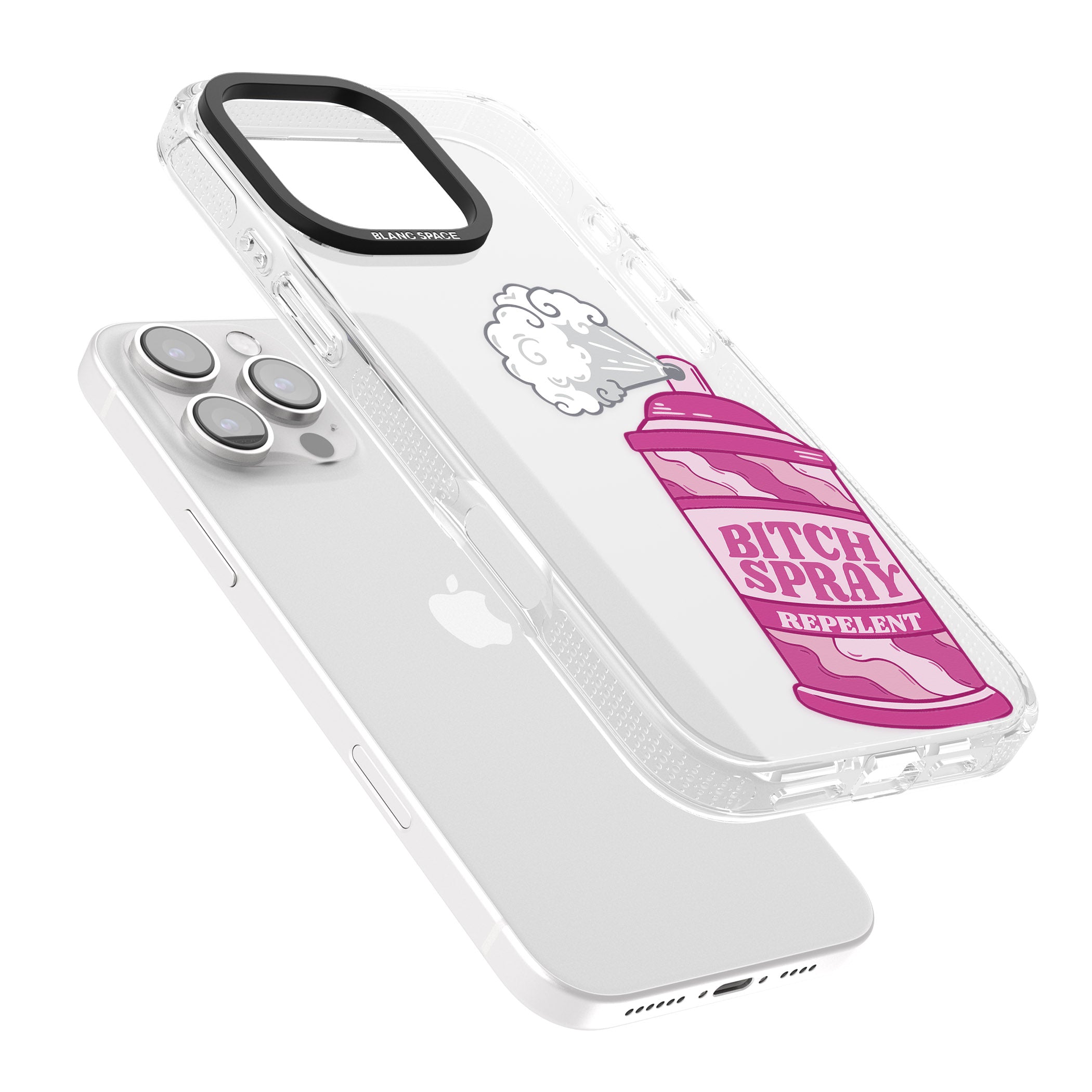 B*tch Spray iPhone 16 Pro Max / 16 Pro Clear Case Impact Air - Blanc Space