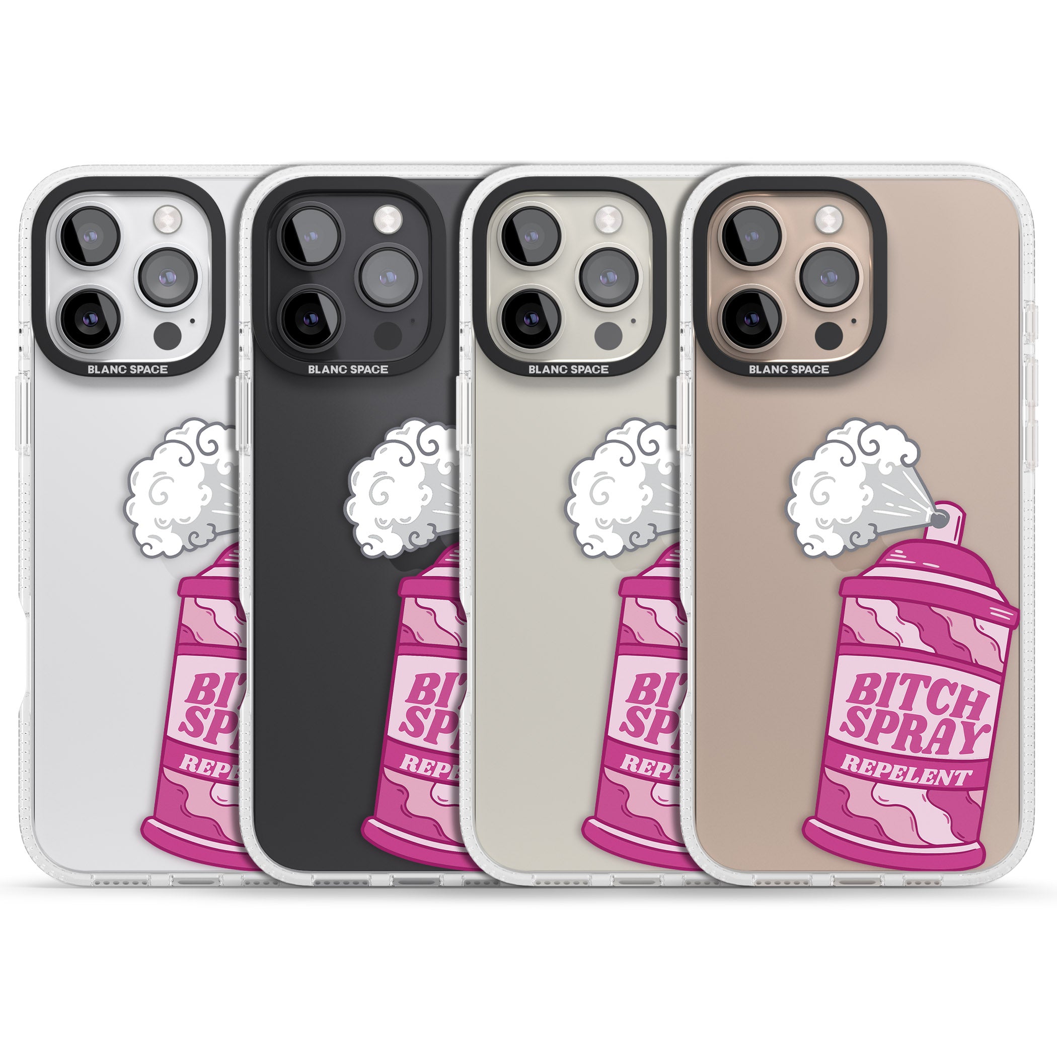 B*tch Spray iPhone 16 Pro Max / 16 Pro Clear Case Impact Air - Blanc Space
