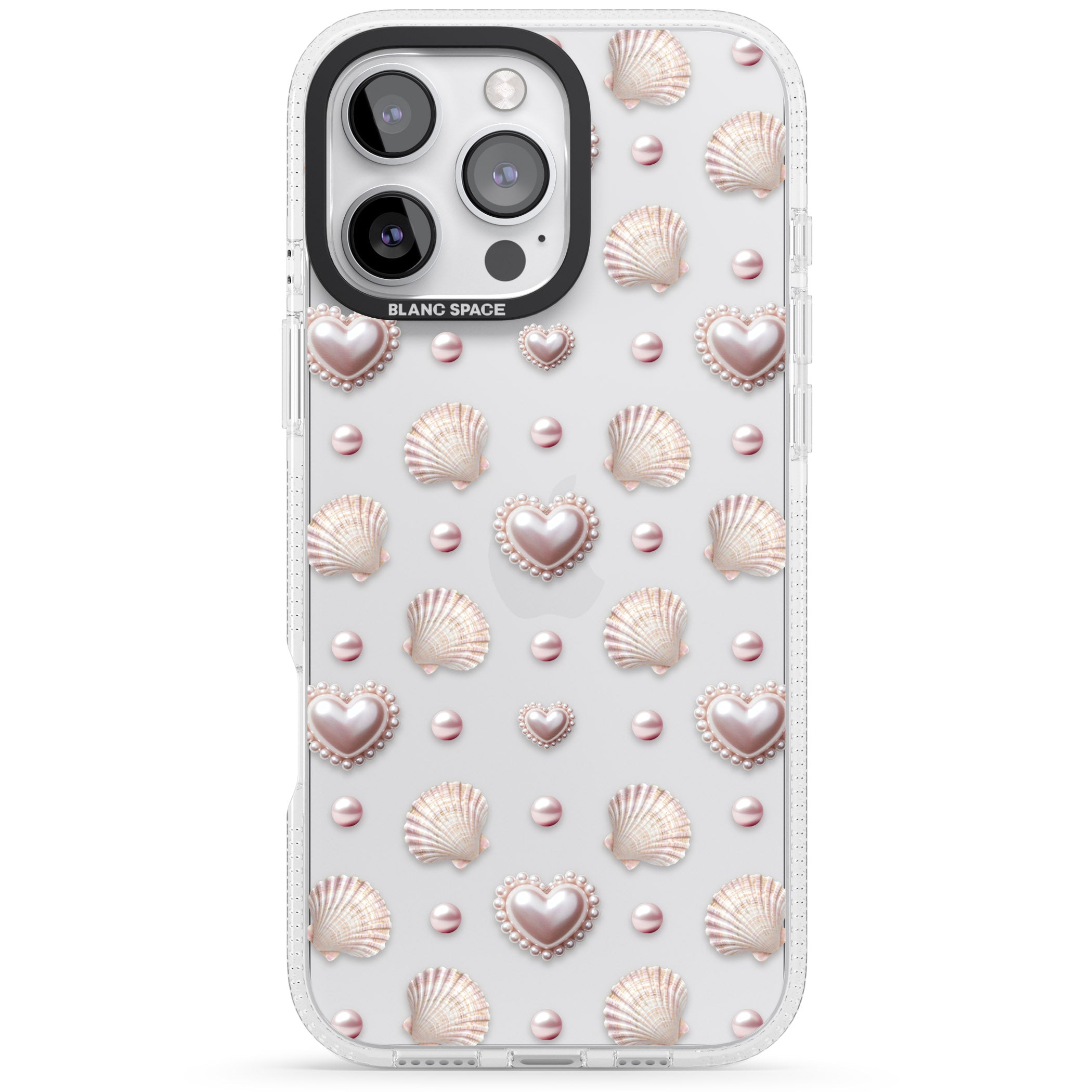 Pearl Hearts iPhone 16 Pro Max / 16 Pro Clear Case Impact Air - Blanc Space