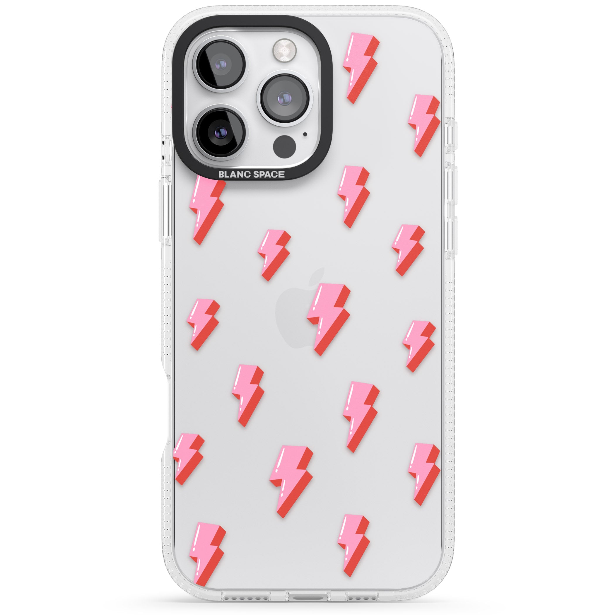 Pink Bolt Pattern iPhone 16 Pro Max / 16 Pro Clear Case Impact Air - Blanc Space