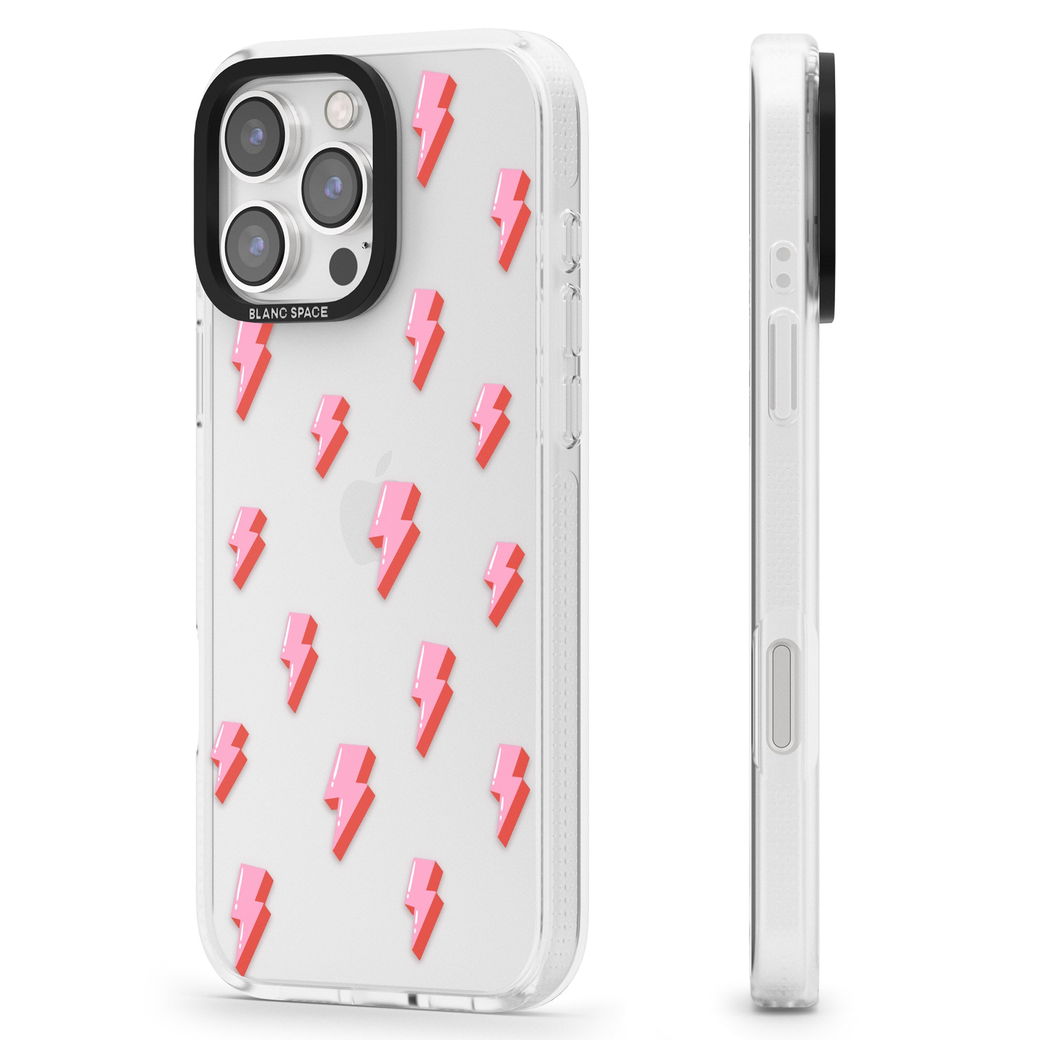 Pink Bolt Pattern iPhone 16 Pro Max / 16 Pro Clear Case Impact Air - Blanc Space
