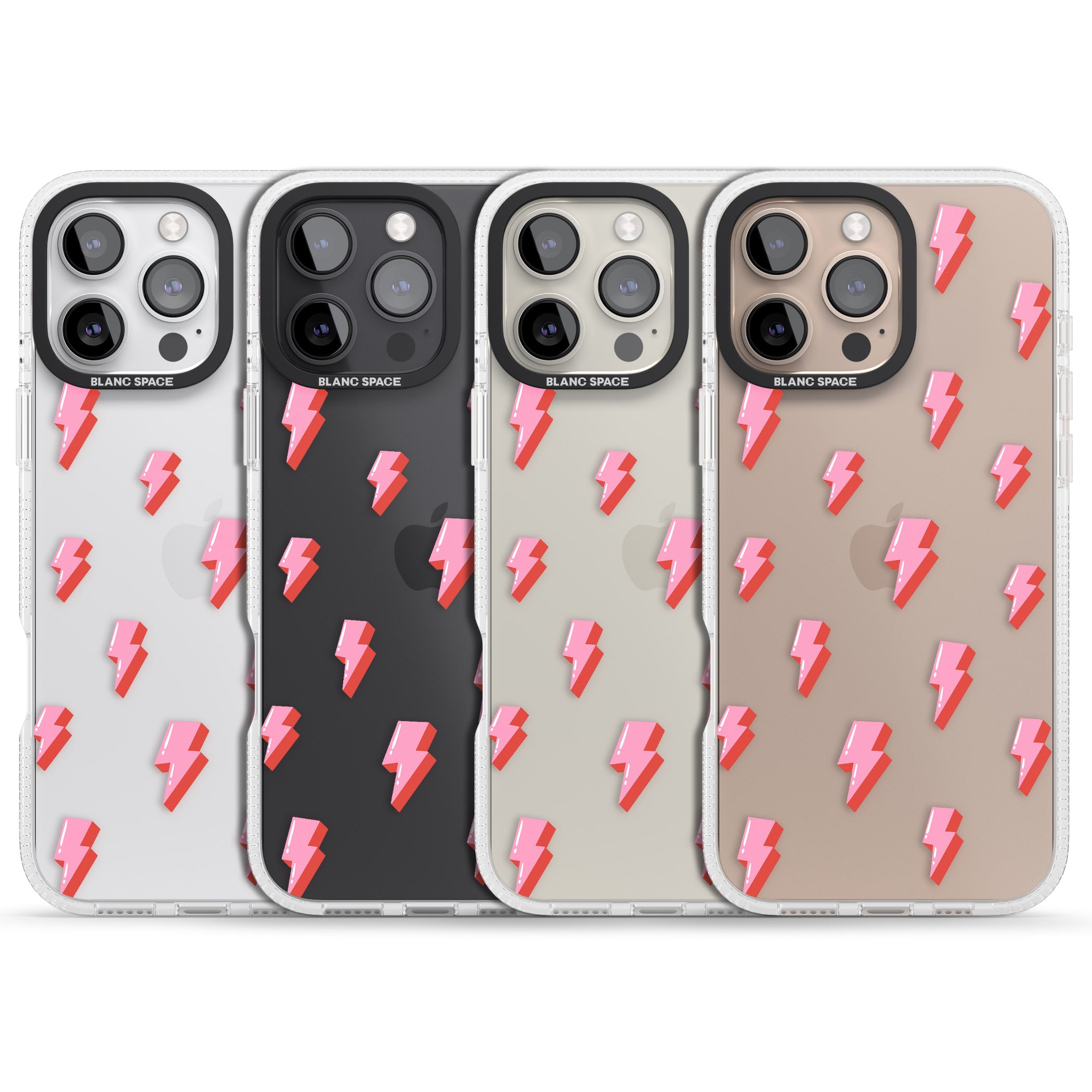 Pink Bolt Pattern iPhone 16 Pro Max / 16 Pro Clear Case Impact Air - Blanc Space