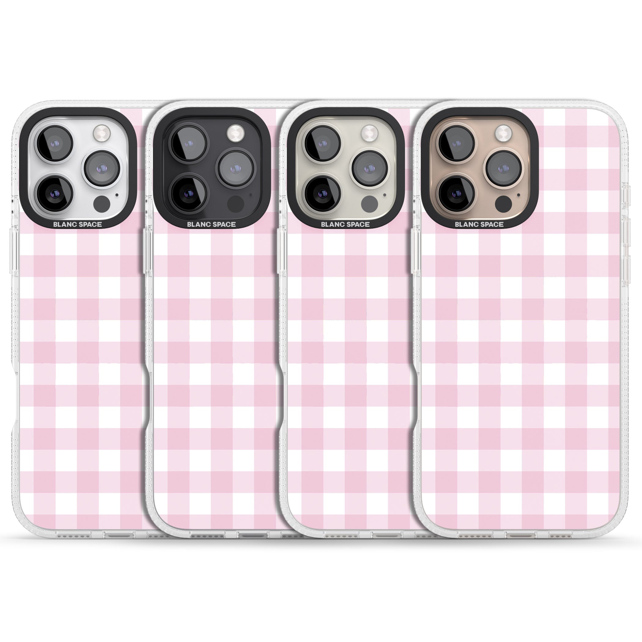 Pink Gingham Pattern iPhone 16 Pro Max / 16 Pro Clear Case Impact Air - Blanc Space