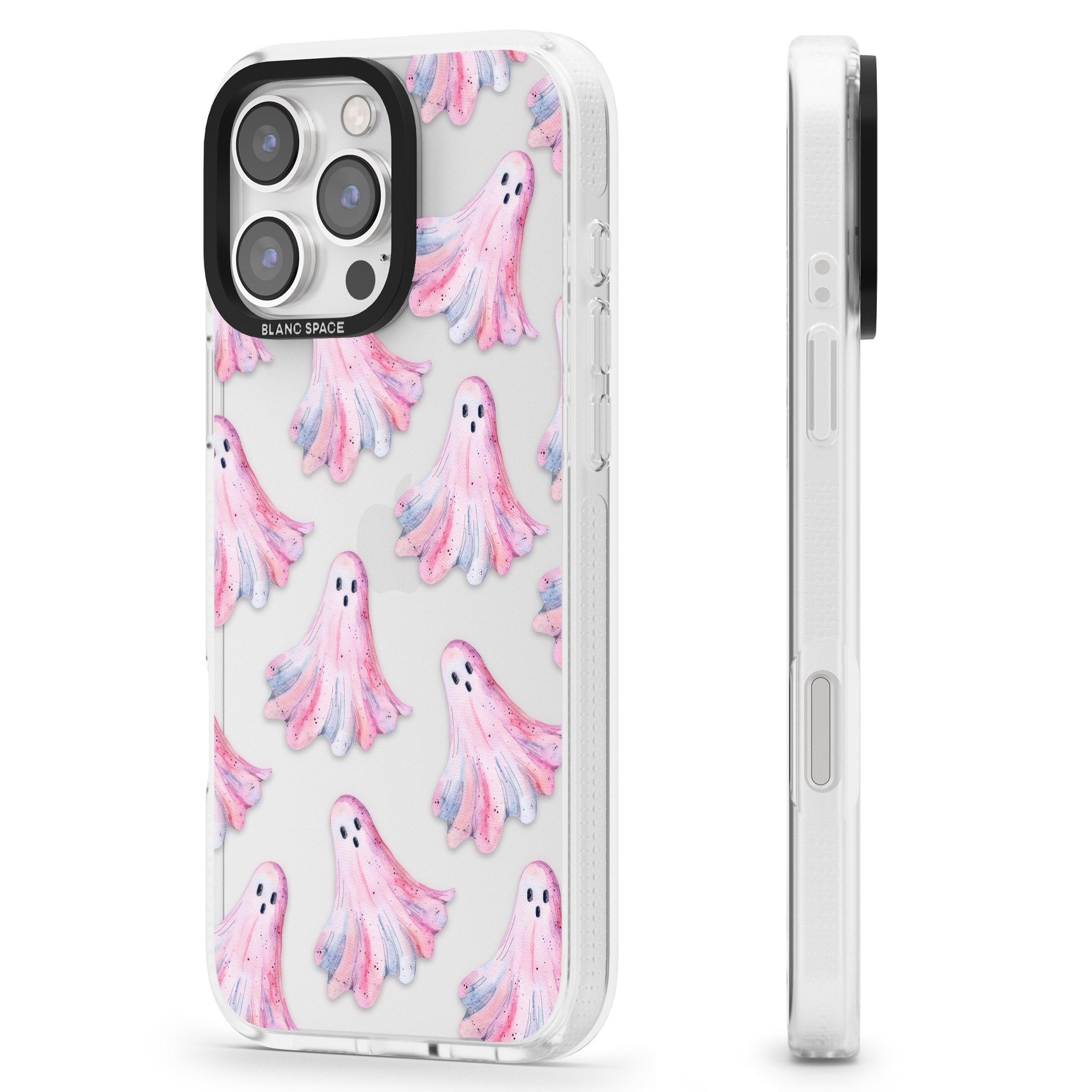 Pink Ghosts iPhone 16 Pro Max / 16 Pro Clear Case Impact Air - Blanc Space