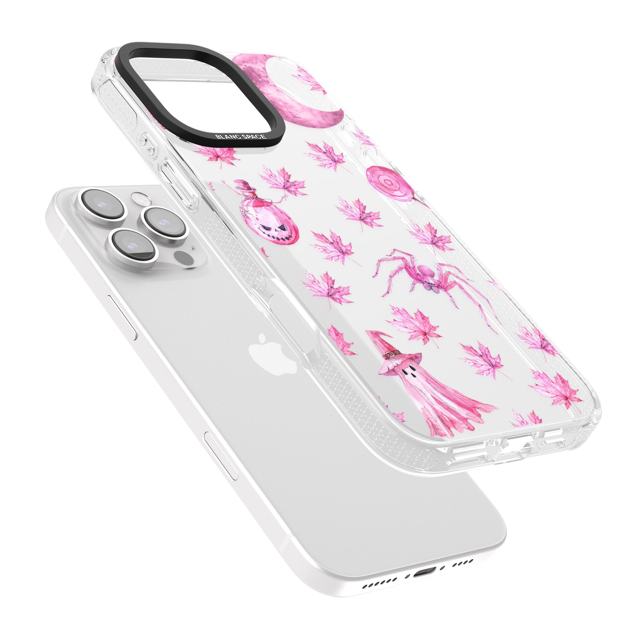 Pink Moon & Maple iPhone 16 Pro Max / 16 Pro Clear Case Impact Air - Blanc Space