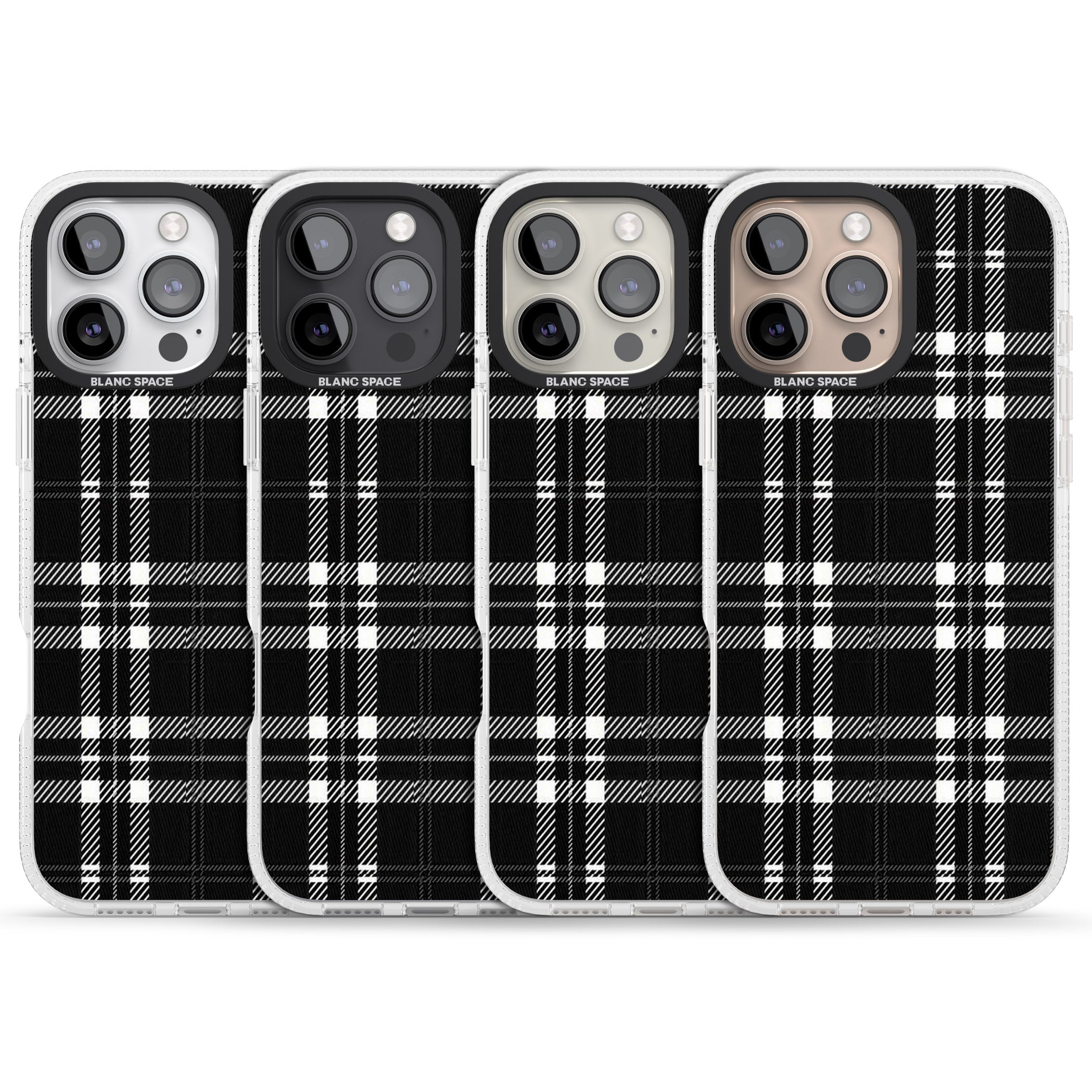 Divine Black Plaid iPhone 16 Pro Max / 16 Pro Clear Case Impact Air - Blanc Space