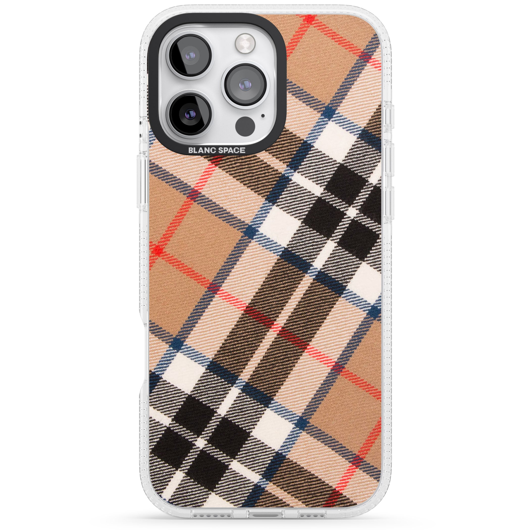 Haymarket Check iPhone 16 Pro Max / 16 Pro Clear Case Impact Air - Blanc Space