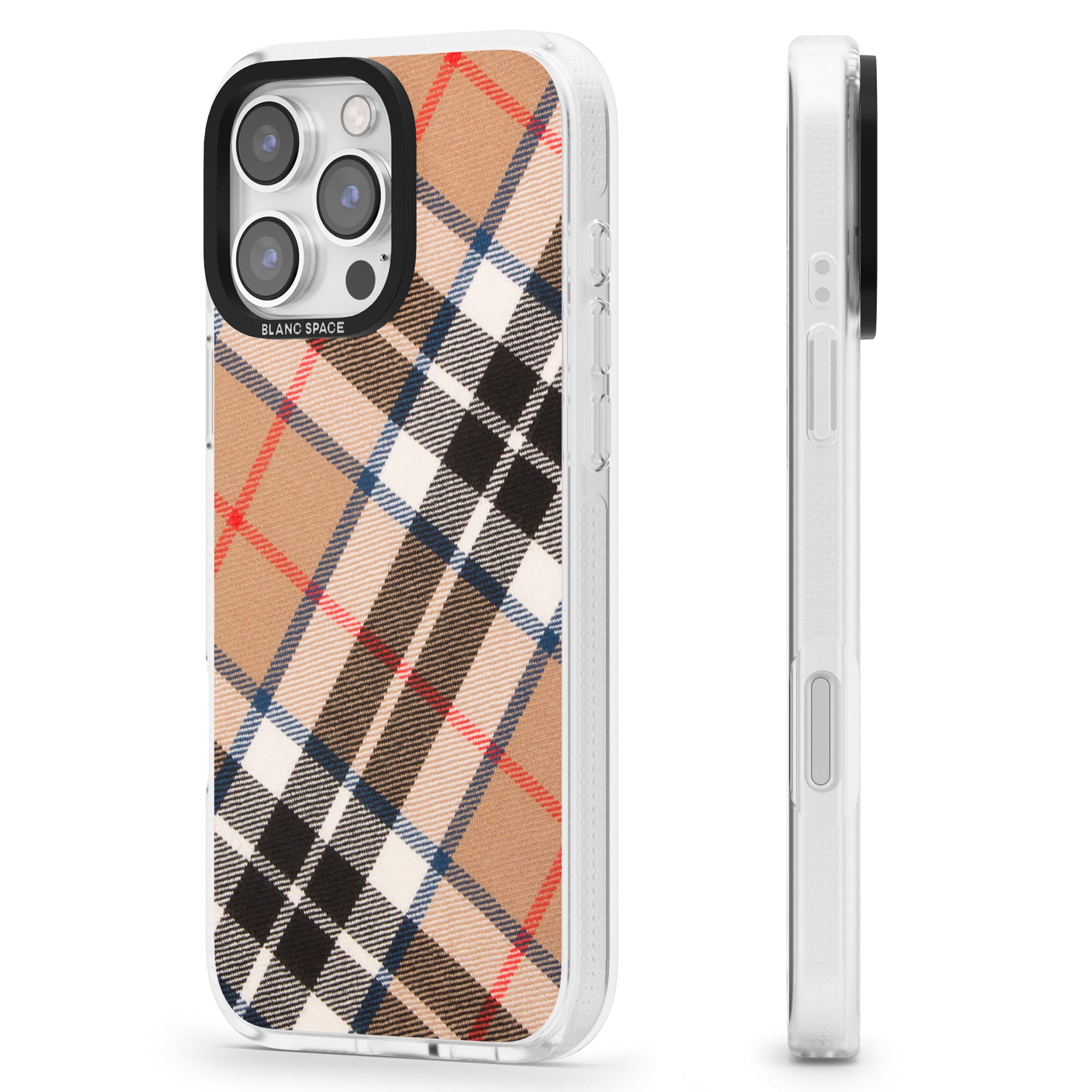 Haymarket Check iPhone 16 Pro Max / 16 Pro Clear Case Impact Air - Blanc Space