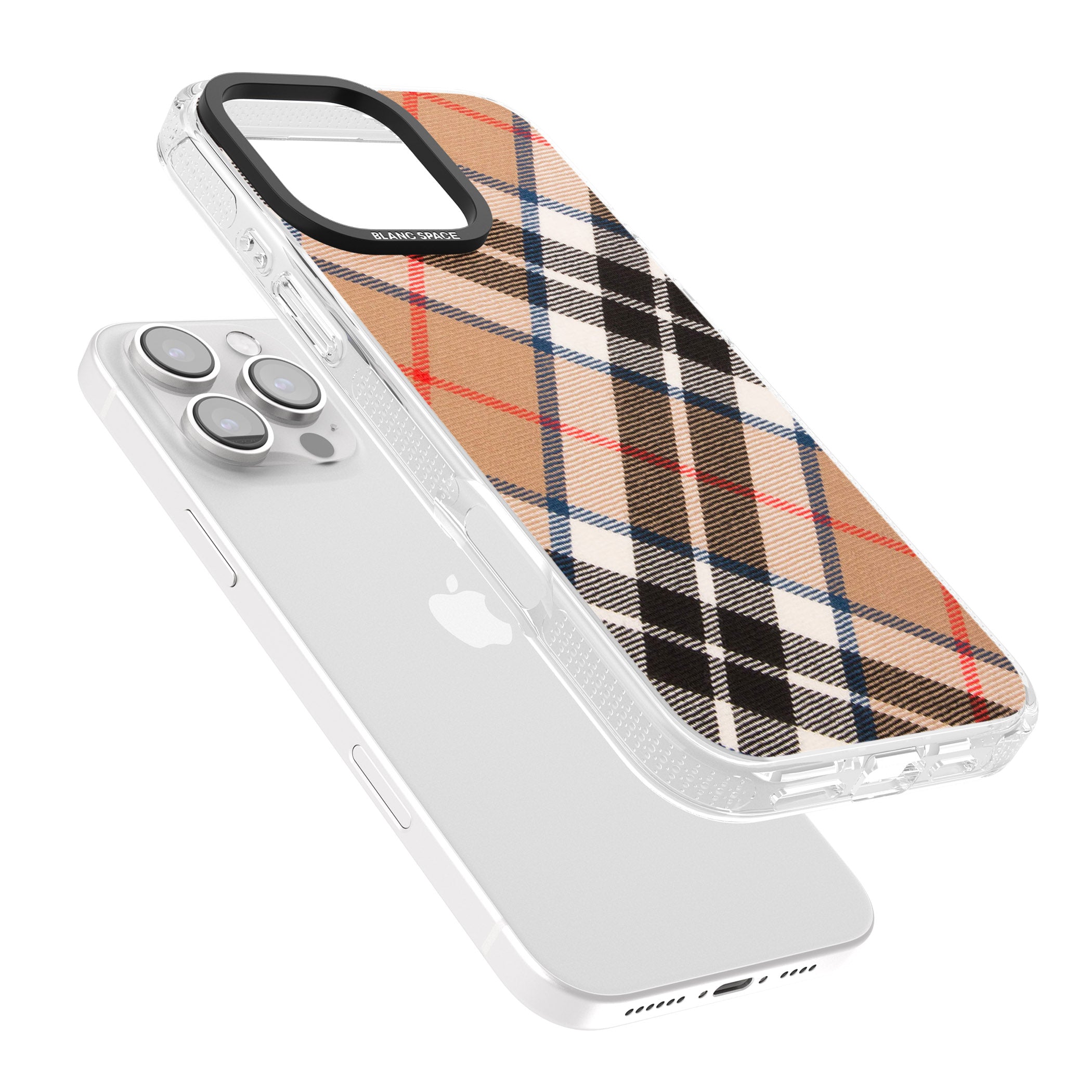 Haymarket Check iPhone 16 Pro Max / 16 Pro Clear Case Impact Air - Blanc Space