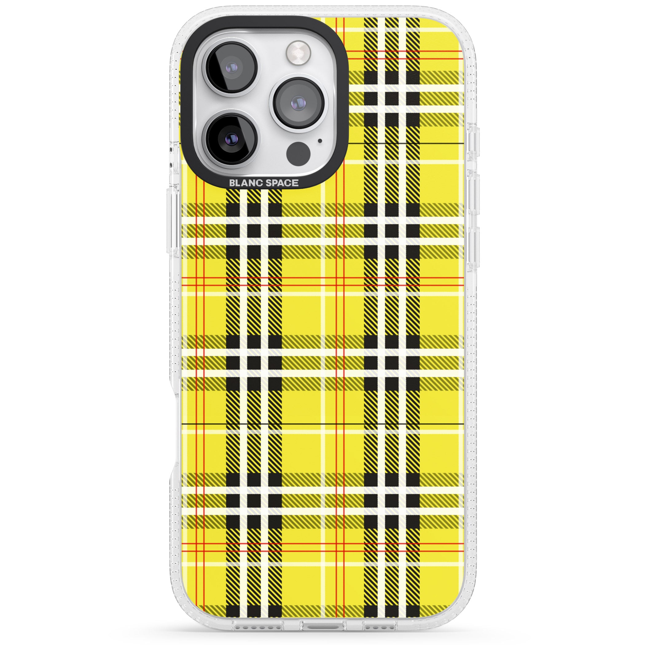Yellow Plaid iPhone 16 Pro Max / 16 Pro Clear Case Impact Air - Blanc Space