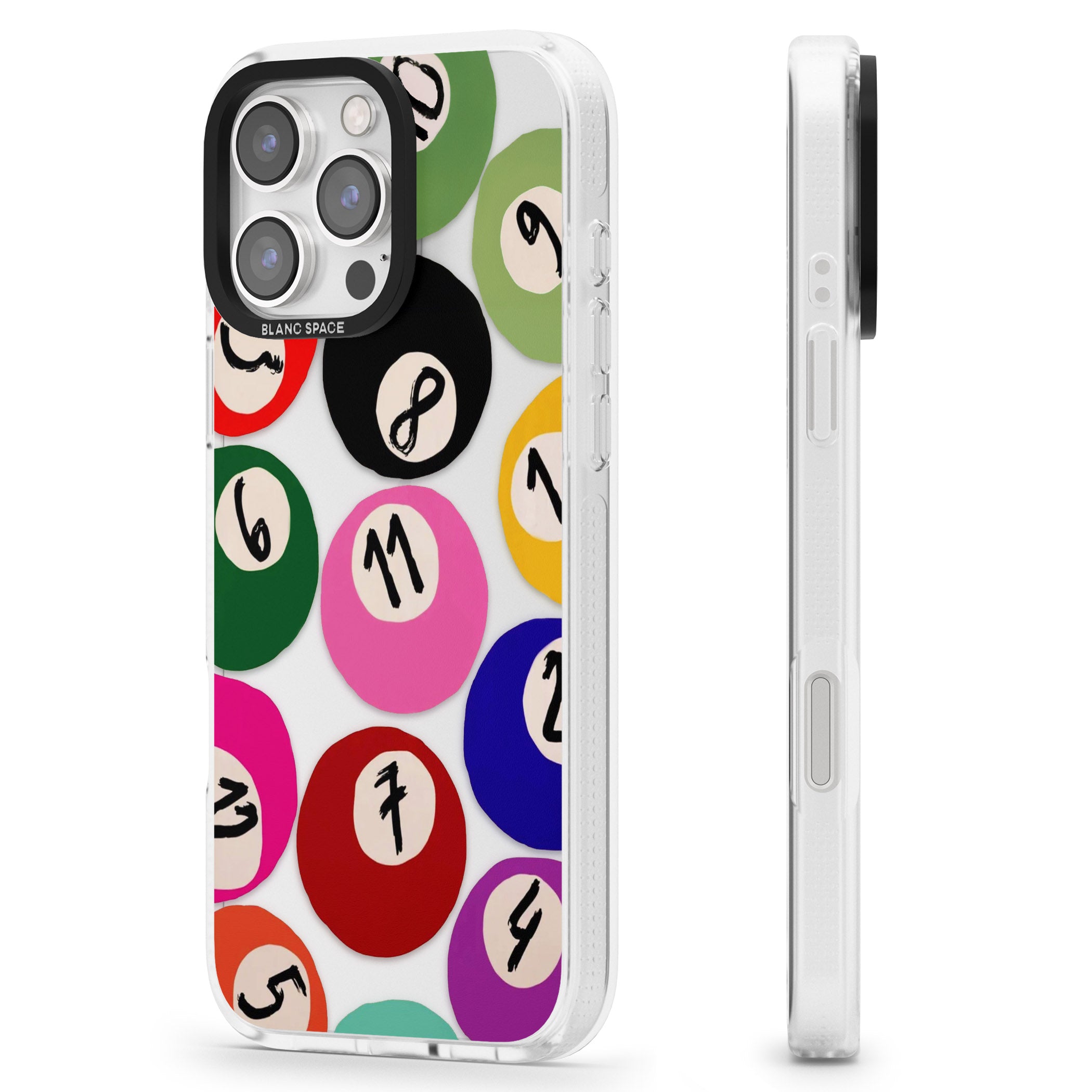 Pool Balls iPhone 16 Pro Max / 16 Pro Clear Case Impact Air - Blanc Space