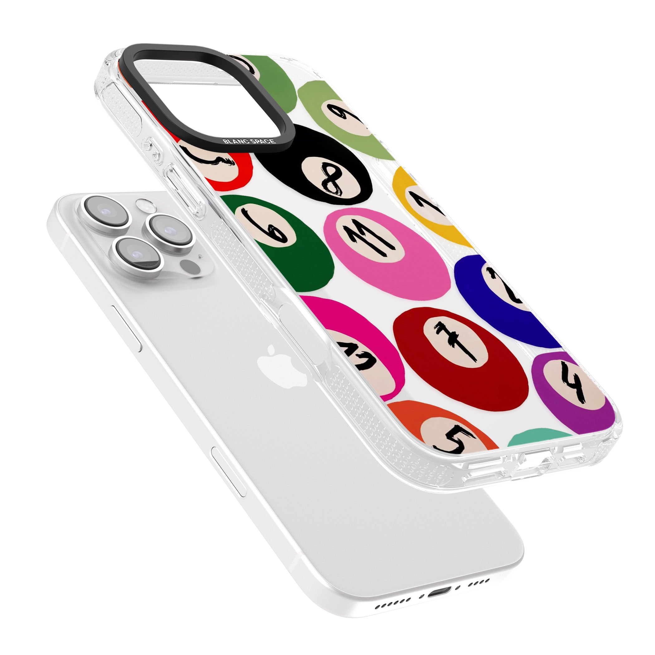 Pool Balls iPhone 16 Pro Max / 16 Pro Clear Case Impact Air - Blanc Space