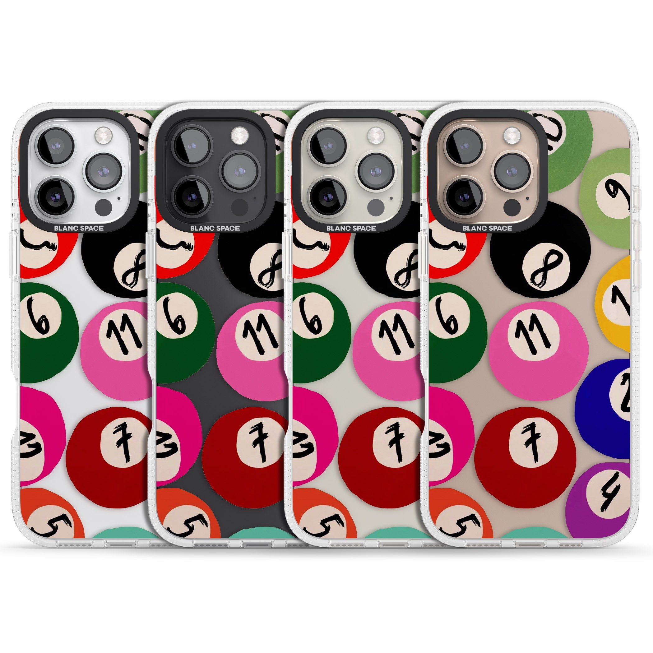 Pool Balls iPhone 16 Pro Max / 16 Pro Clear Case Impact Air - Blanc Space