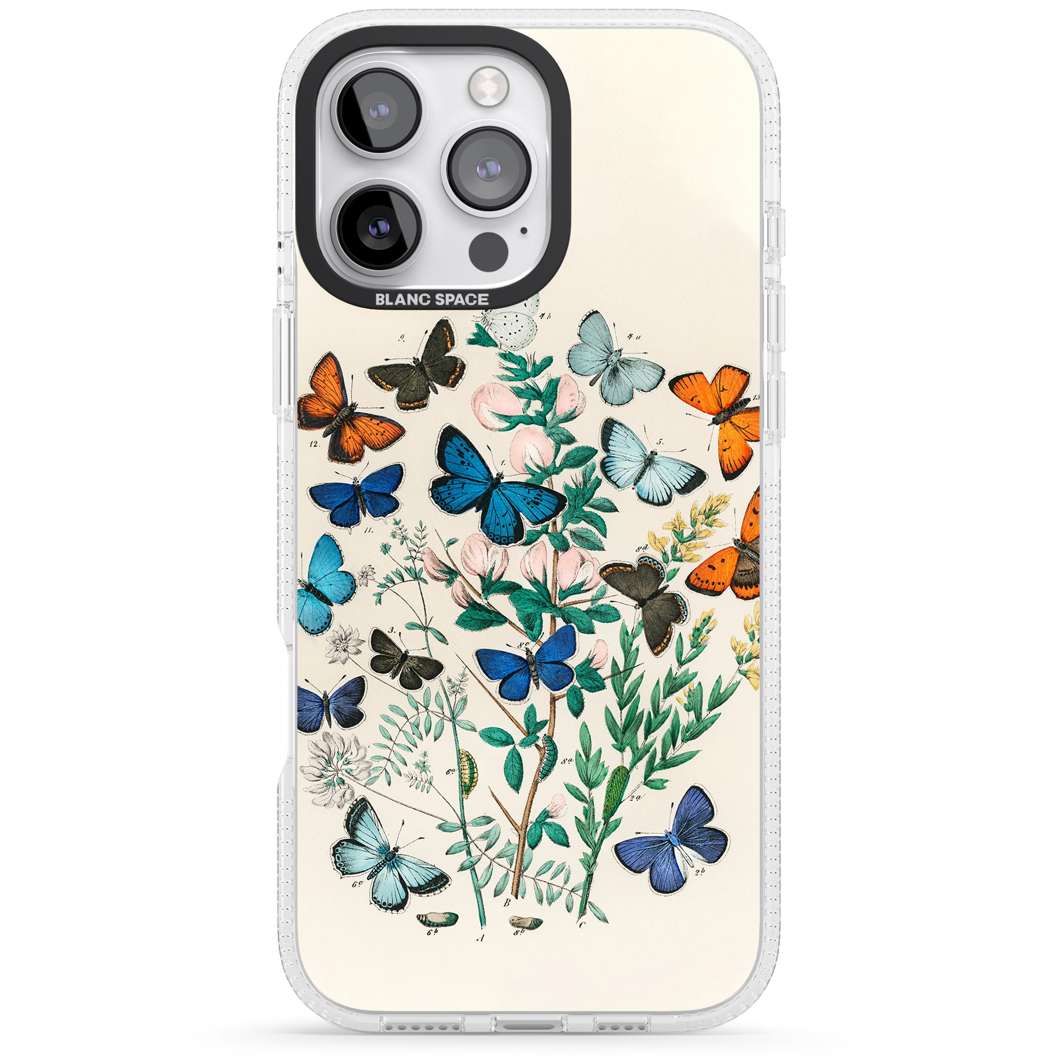 European Butterflies iPhone 16 Pro Max / 16 Pro Clear Case Impact Air - Blanc Space