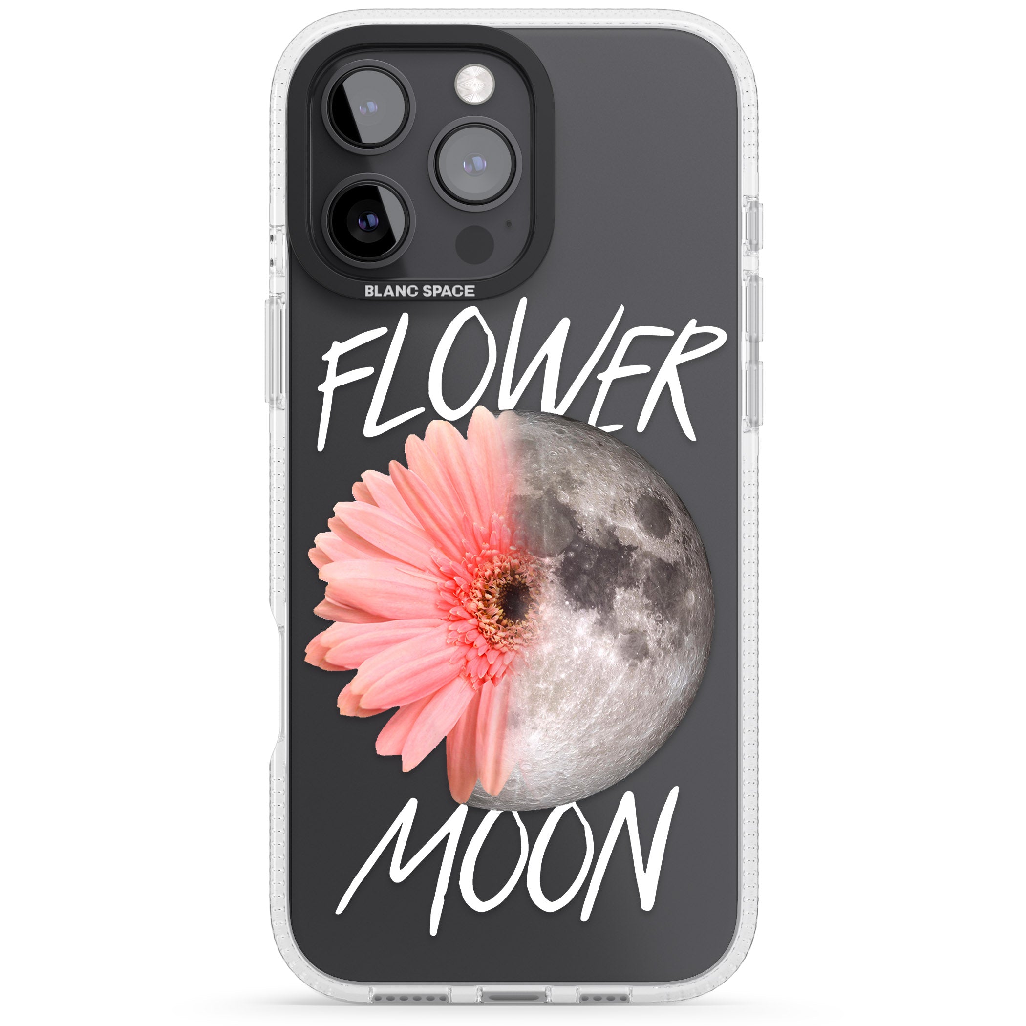 Flower Moon iPhone 16 Pro Max / 16 Pro Clear Case Impact Air - Blanc Space
