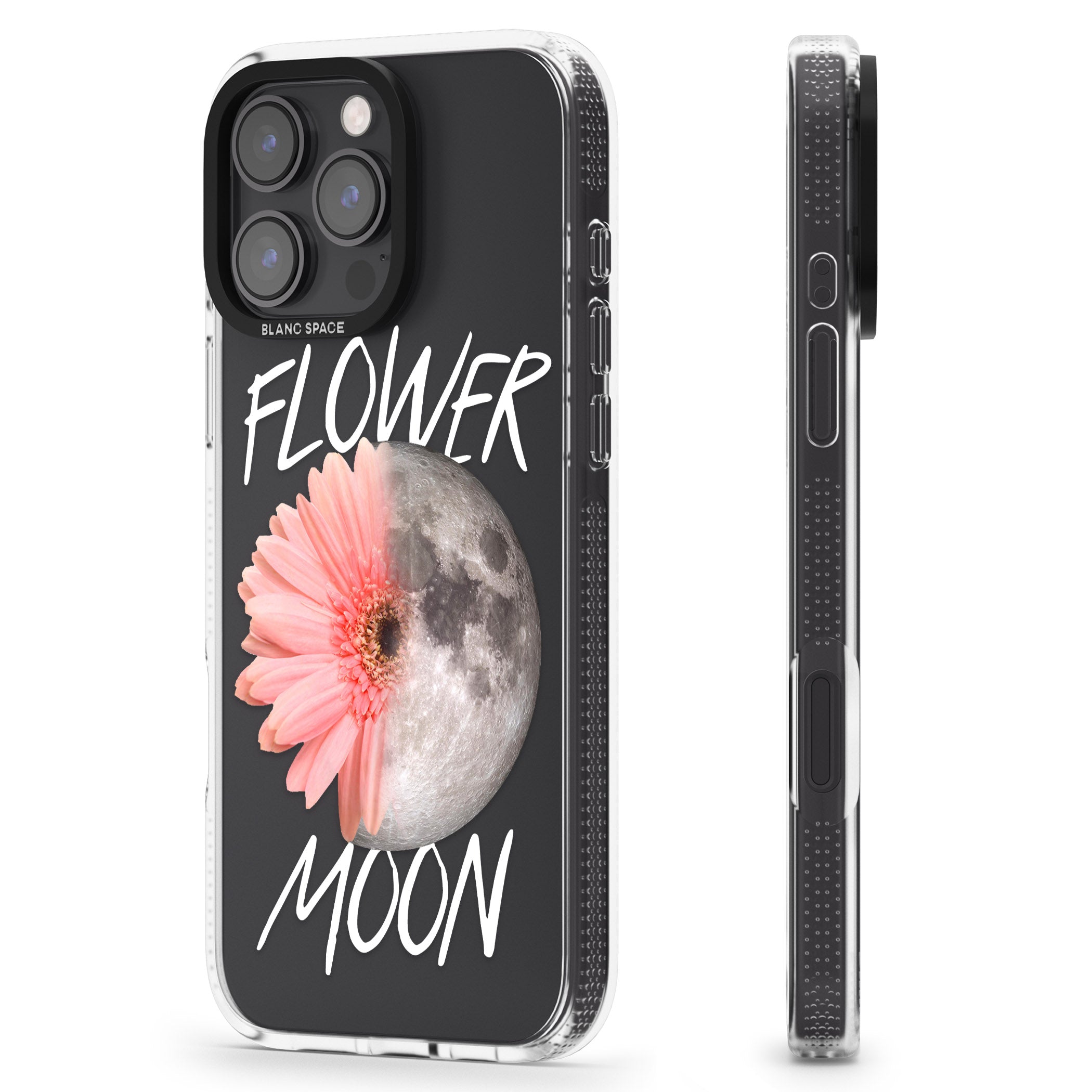 Flower Moon iPhone 16 Pro Max / 16 Pro Clear Case Impact Air - Blanc Space
