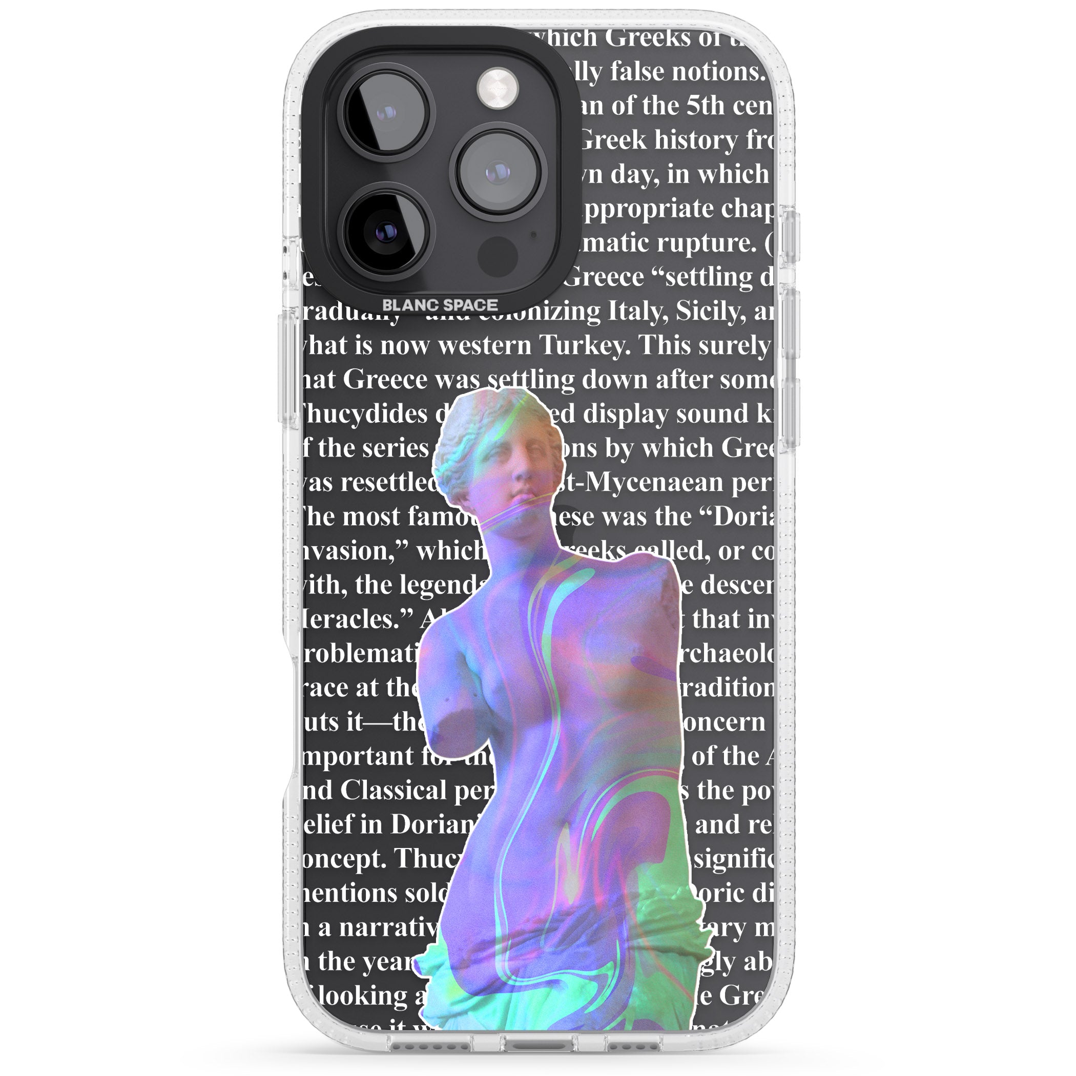 Iridescent De Milo iPhone 16 Pro Max / 16 Pro Clear Case Impact Air - Blanc Space