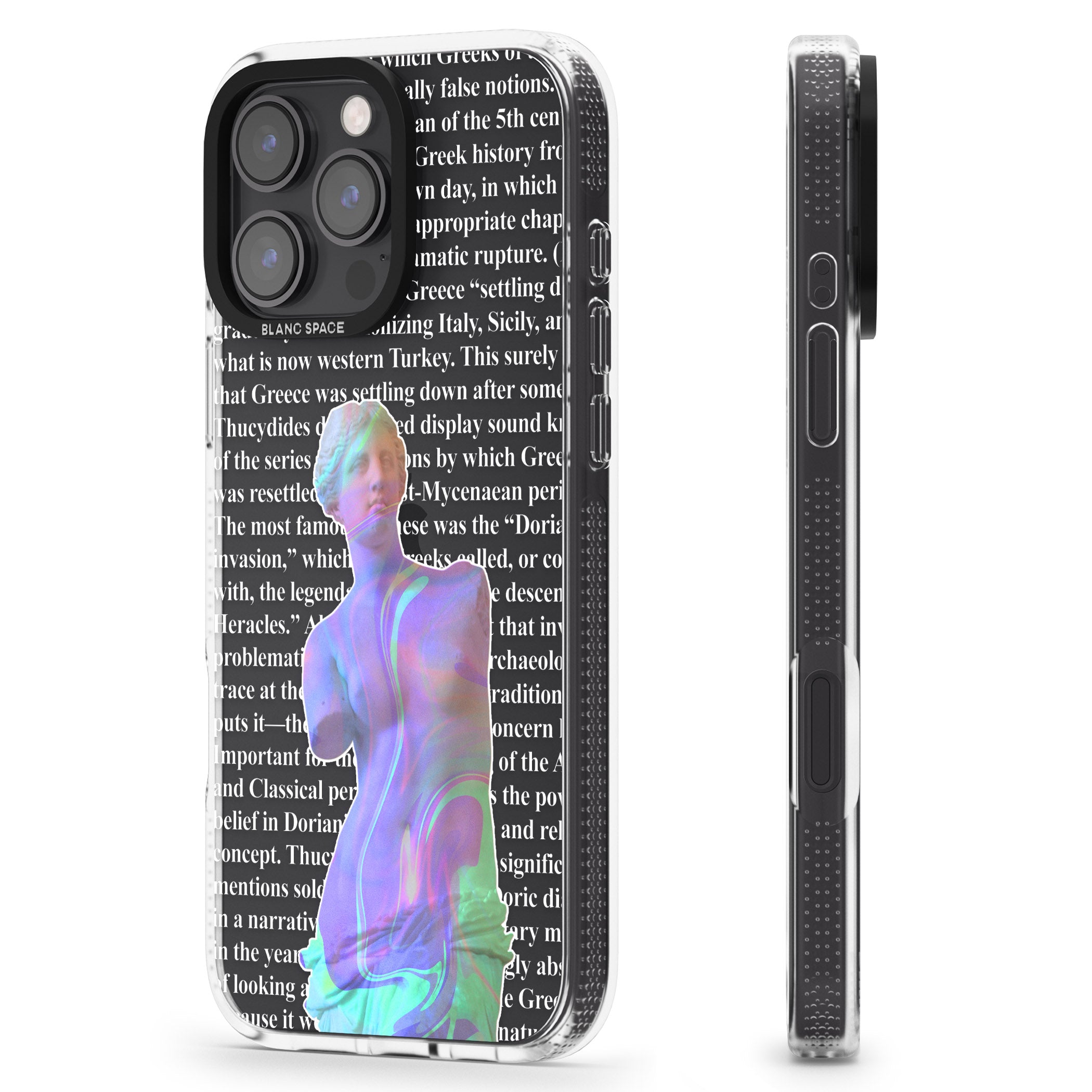 Iridescent De Milo iPhone 16 Pro Max / 16 Pro Clear Case Impact Air - Blanc Space