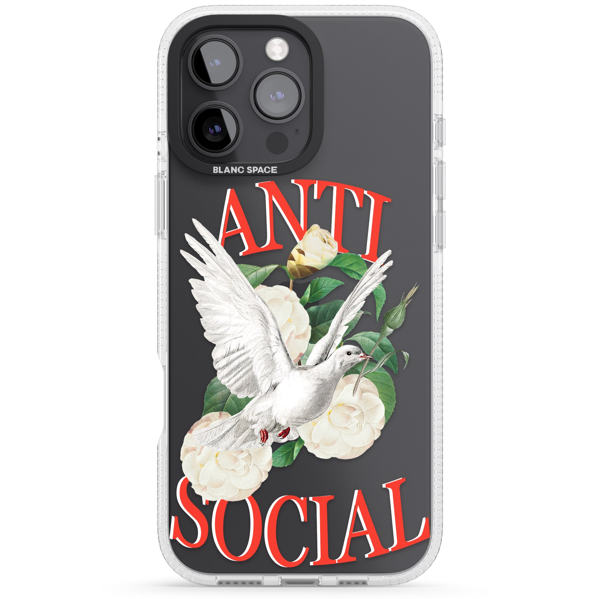 Anti-Social iPhone 16 Pro Max / 16 Pro Clear Case Impact Air - Blanc Space