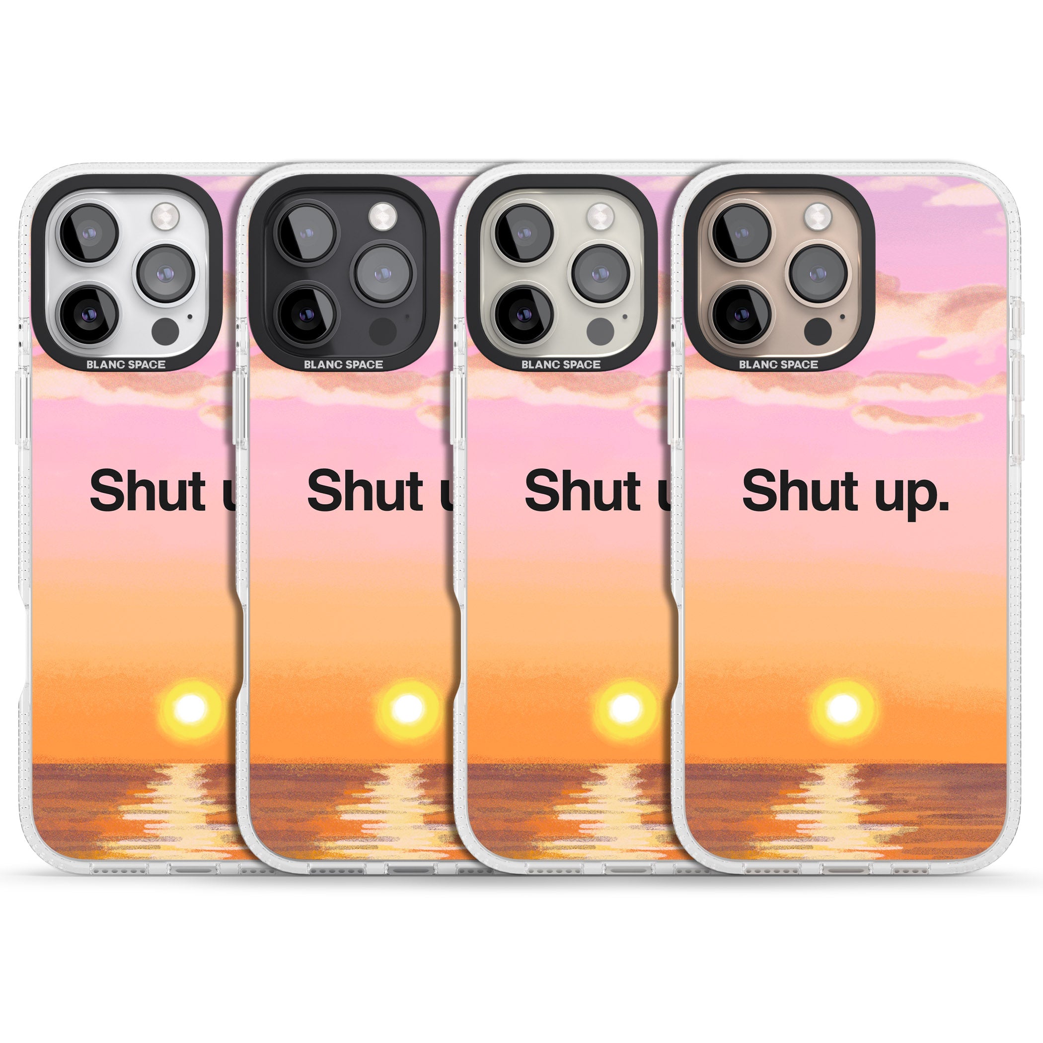 Shut up iPhone 16 Pro Max / 16 Pro Clear Case Impact Air - Blanc Space