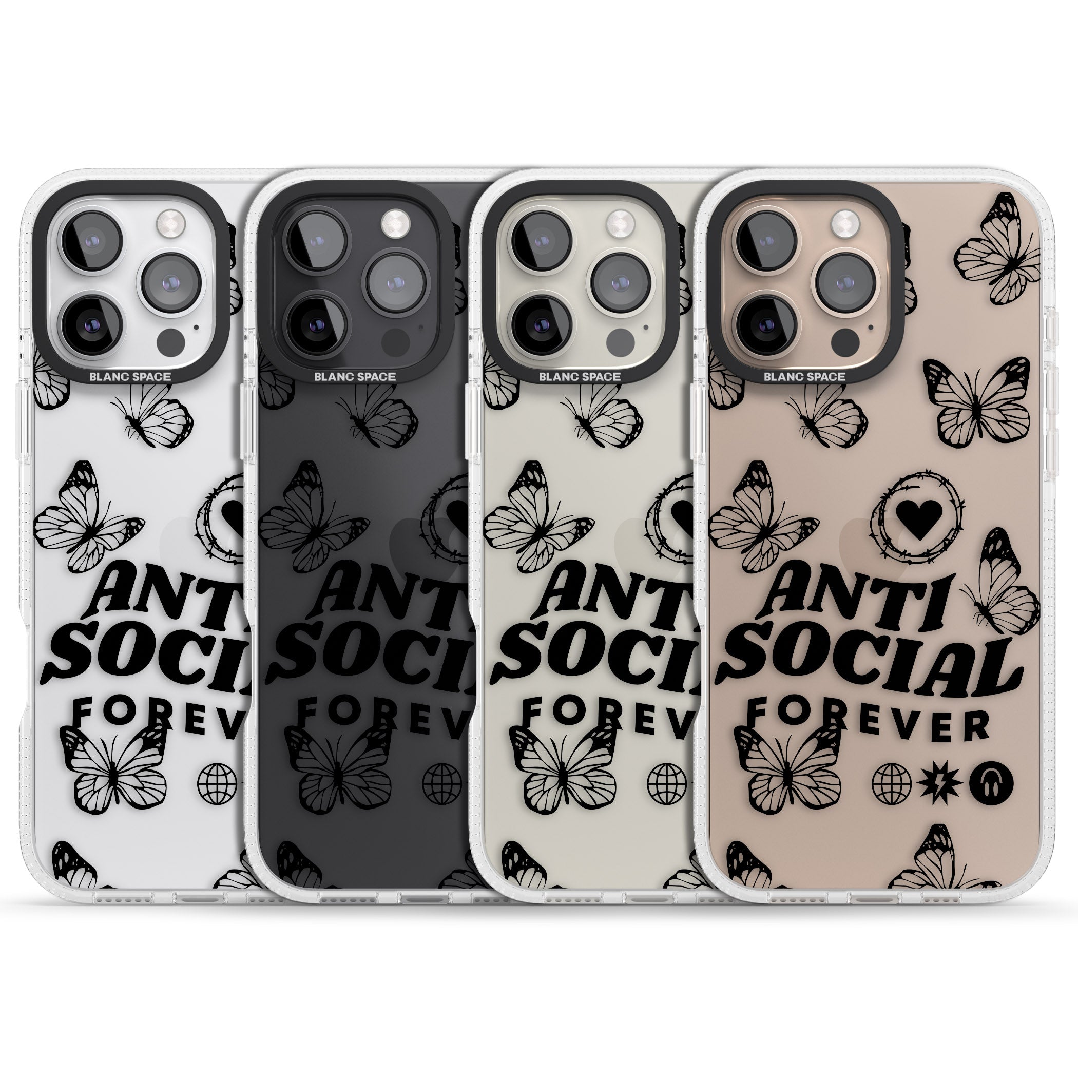 Anti-Social Forever iPhone 16 Pro Max / 16 Pro Clear Case Impact Air - Blanc Space