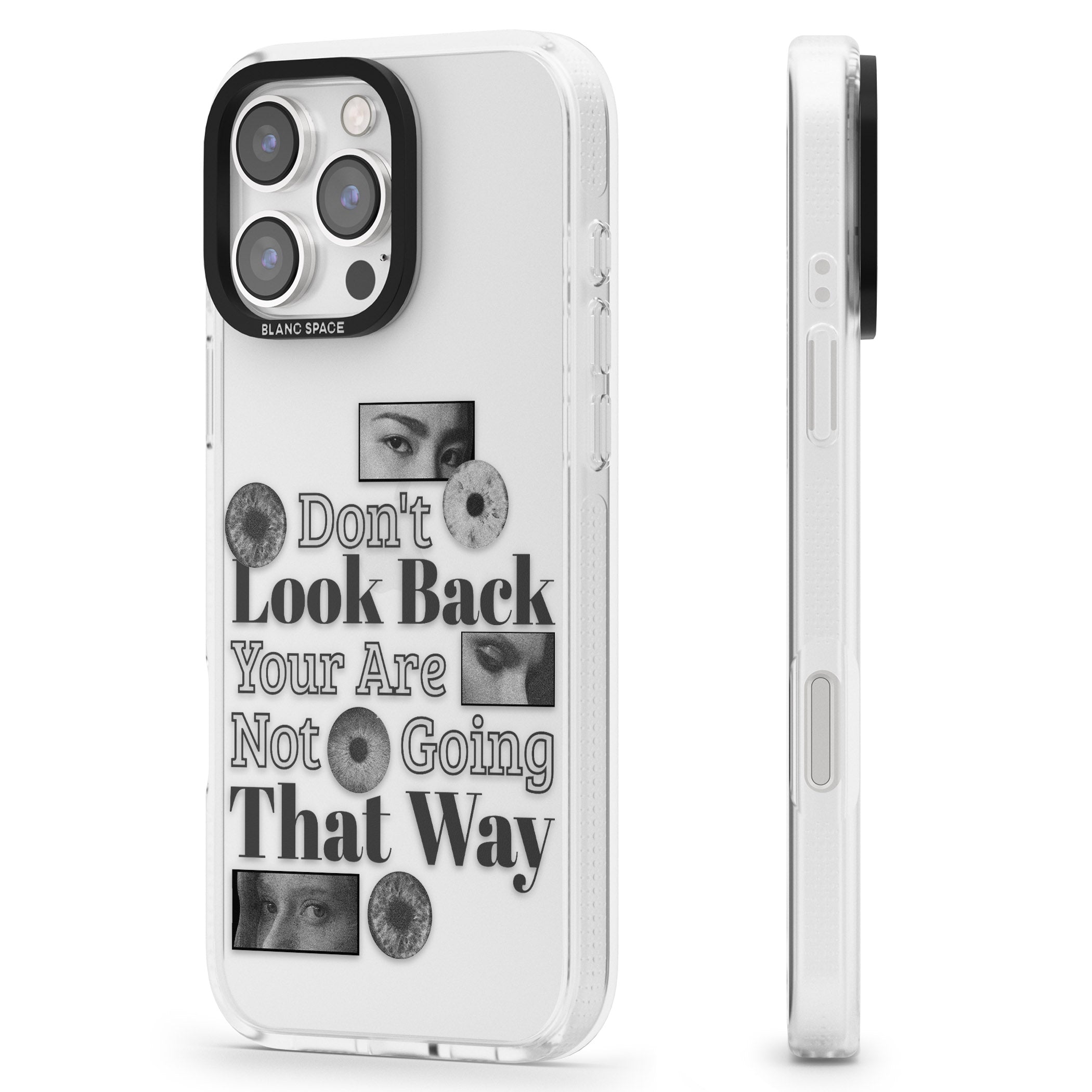 Don't Look Back iPhone 16 Pro Max / 16 Pro Clear Case Impact Air - Blanc Space