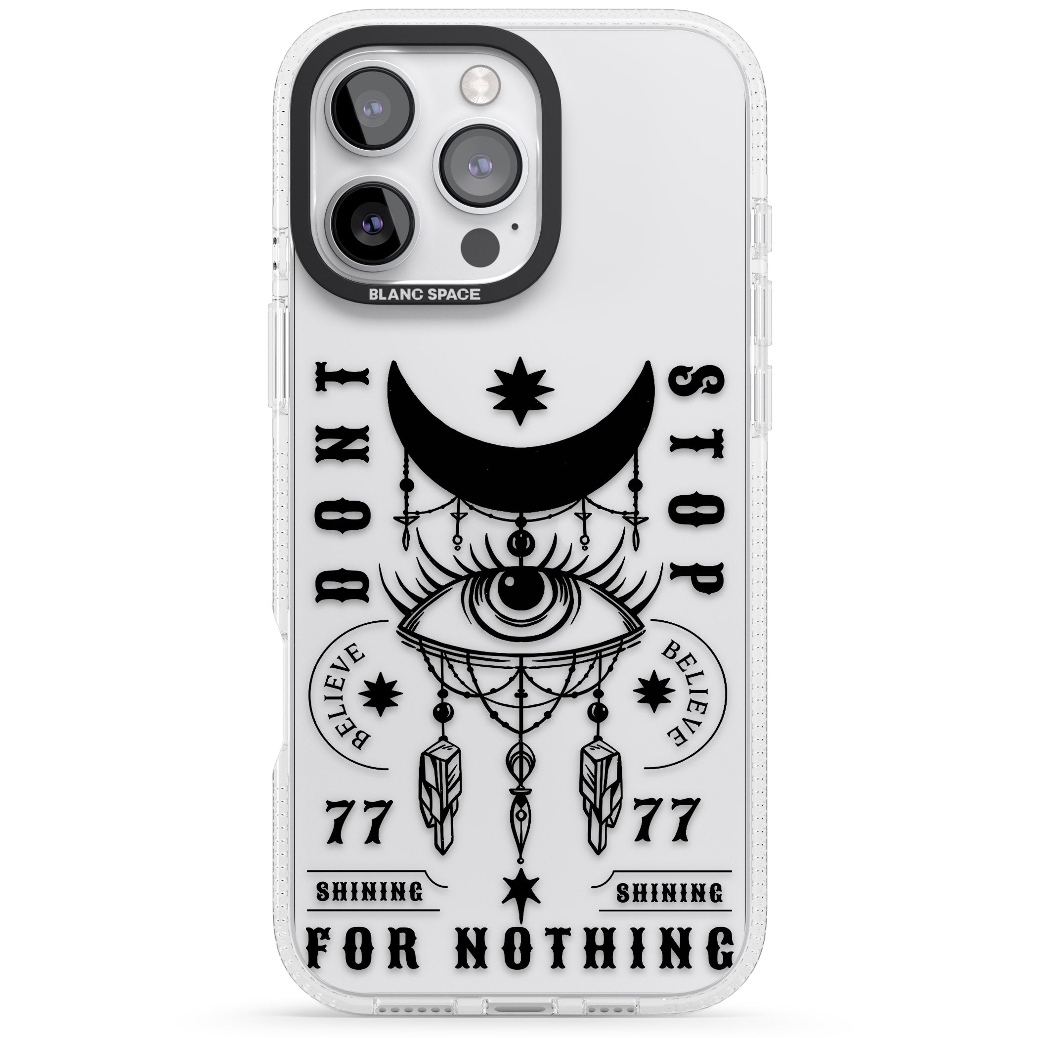 Don't Stop For Nothing iPhone 16 Pro Max / 16 Pro Clear Case Impact Air - Blanc Space