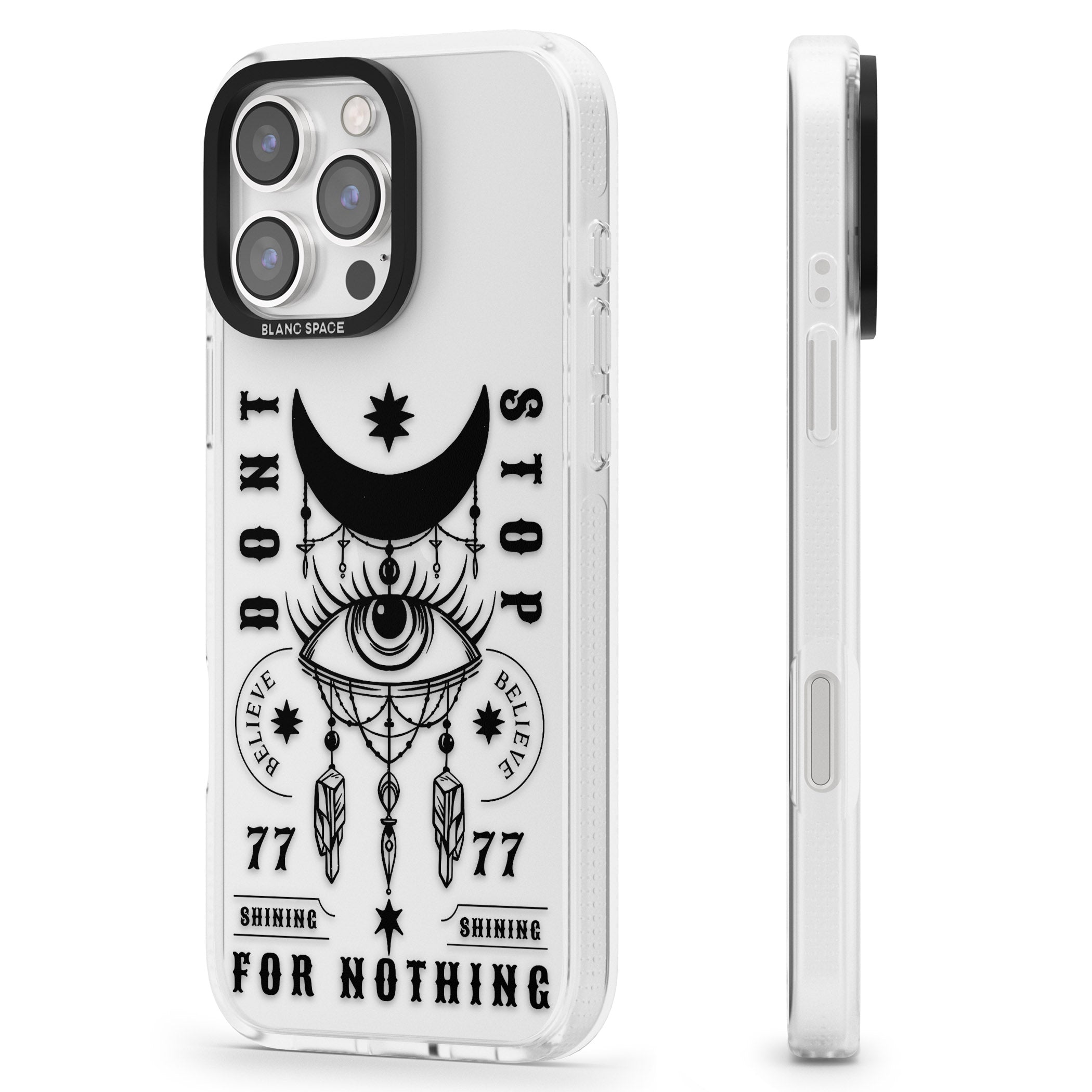 Don't Stop For Nothing iPhone 16 Pro Max / 16 Pro Clear Case Impact Air - Blanc Space