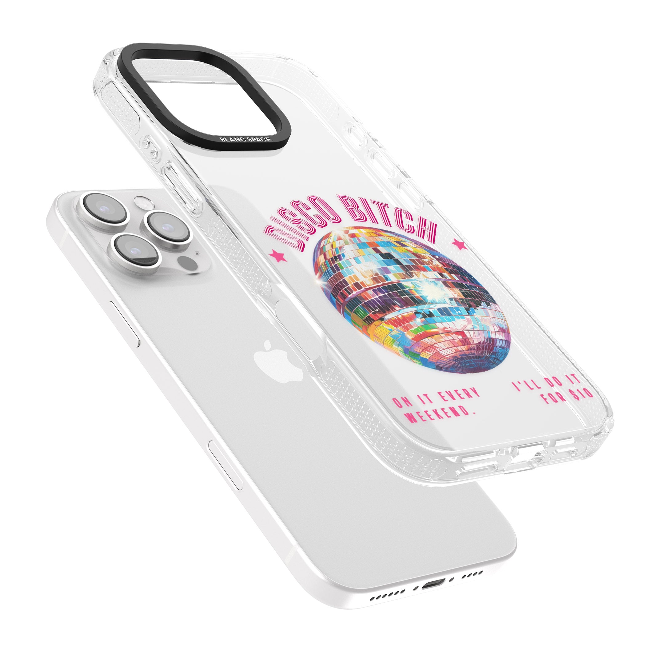 Disco B*tch iPhone 16 Pro Max / 16 Pro Clear Case Impact Air - Blanc Space