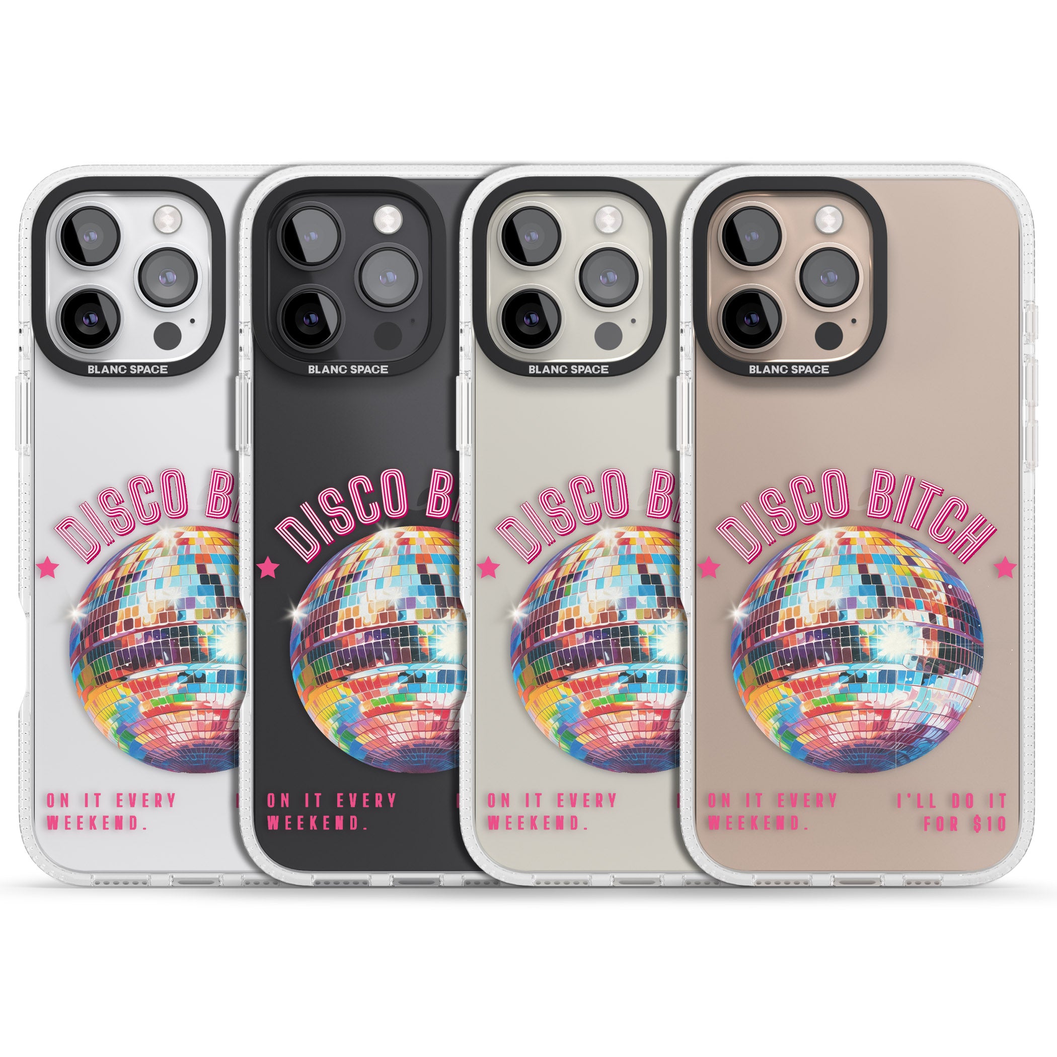 Disco B*tch iPhone 16 Pro Max / 16 Pro Clear Case Impact Air - Blanc Space