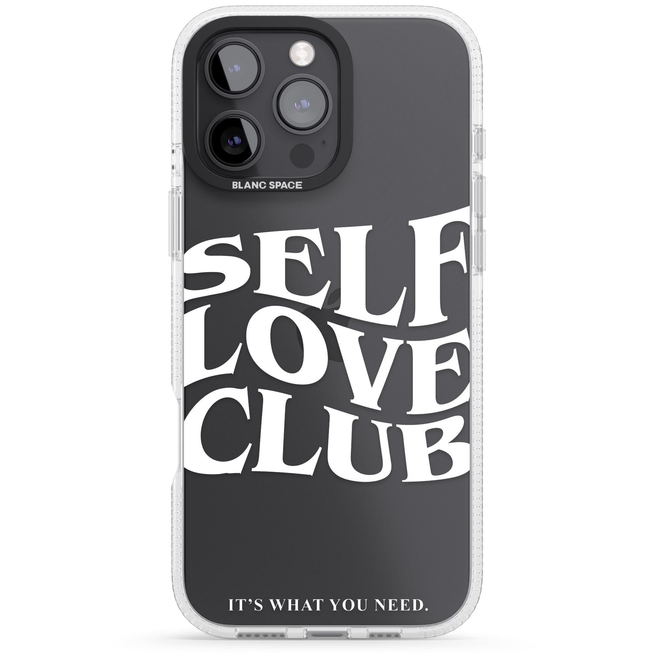 Self Love Club (White) iPhone 16 Pro Max / 16 Pro Clear Case Impact Air - Blanc Space