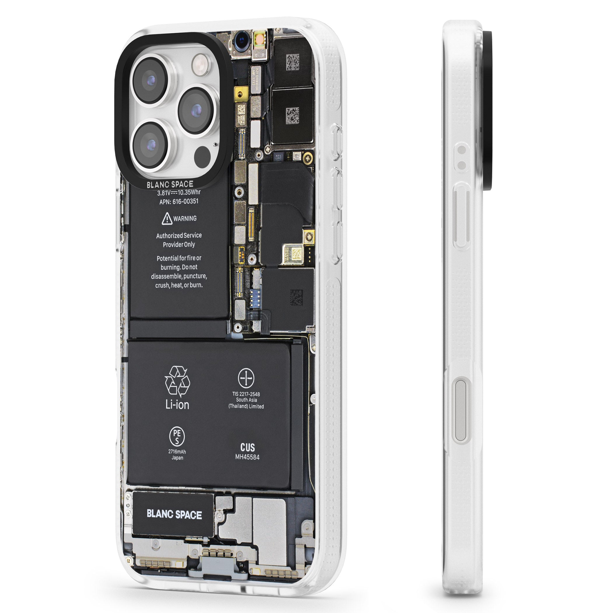 Circuit Board iPhone 16 Pro Max / 16 Pro Clear Case Impact Air - Blanc Space