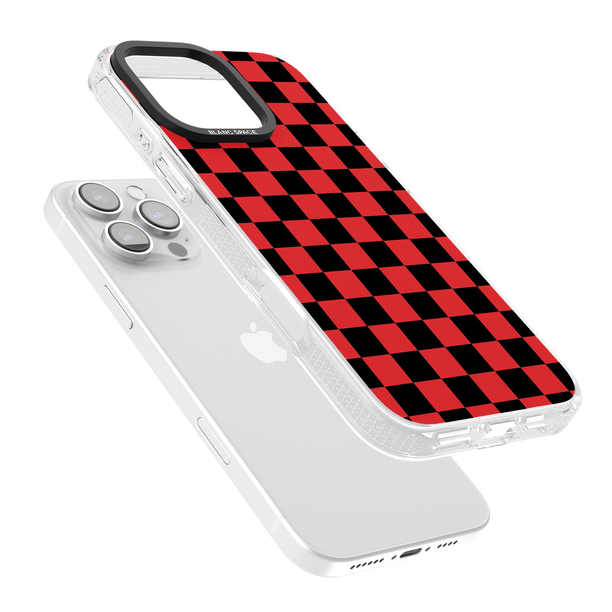 Red Black Checkered iPhone 16 Pro Max / 16 Pro Clear Case Impact Air - Blanc Space